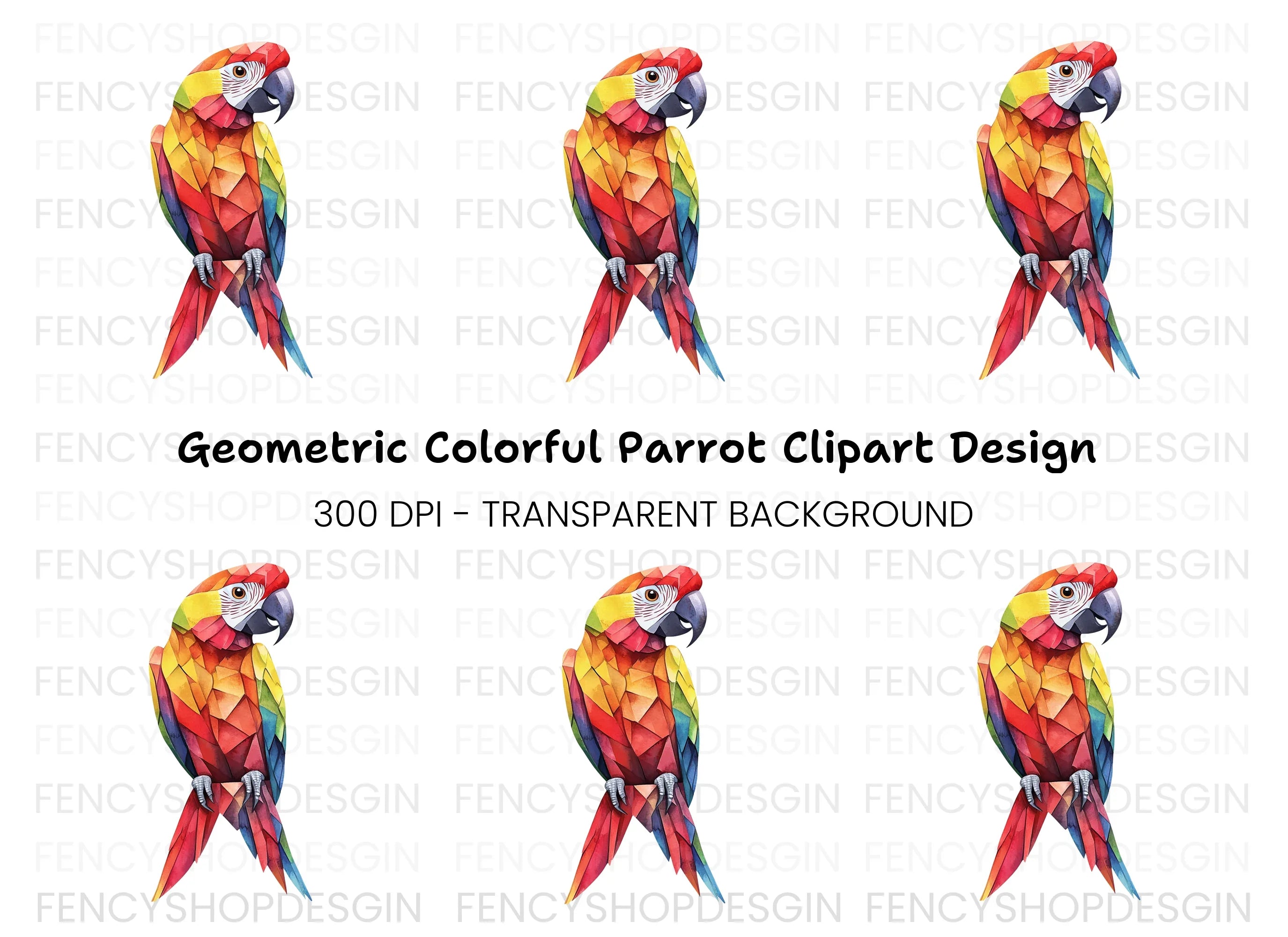 Geometric Parrot Clipart Bundle