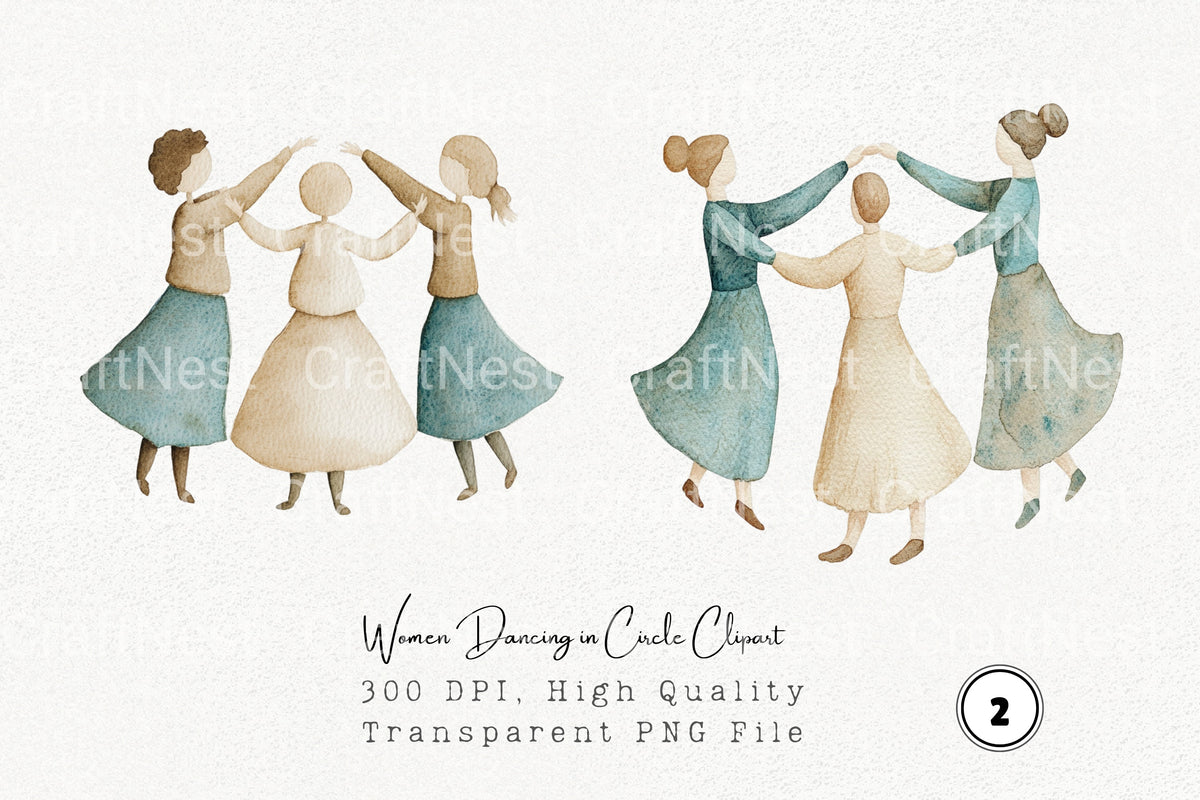 Women Dancing In Circle Clipart Bundle
