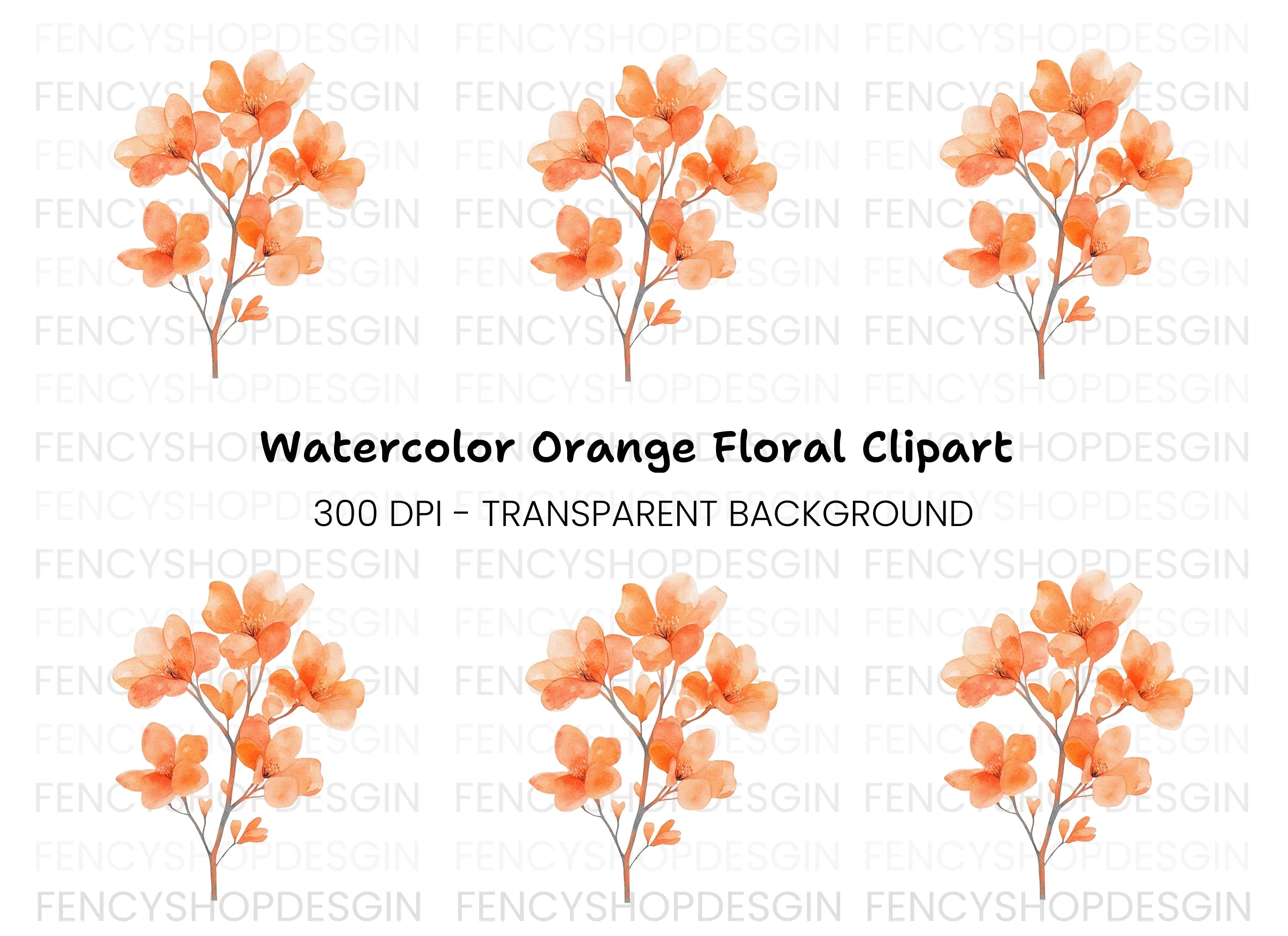 Delicate Orange Blossom Branch Clipart Bundle