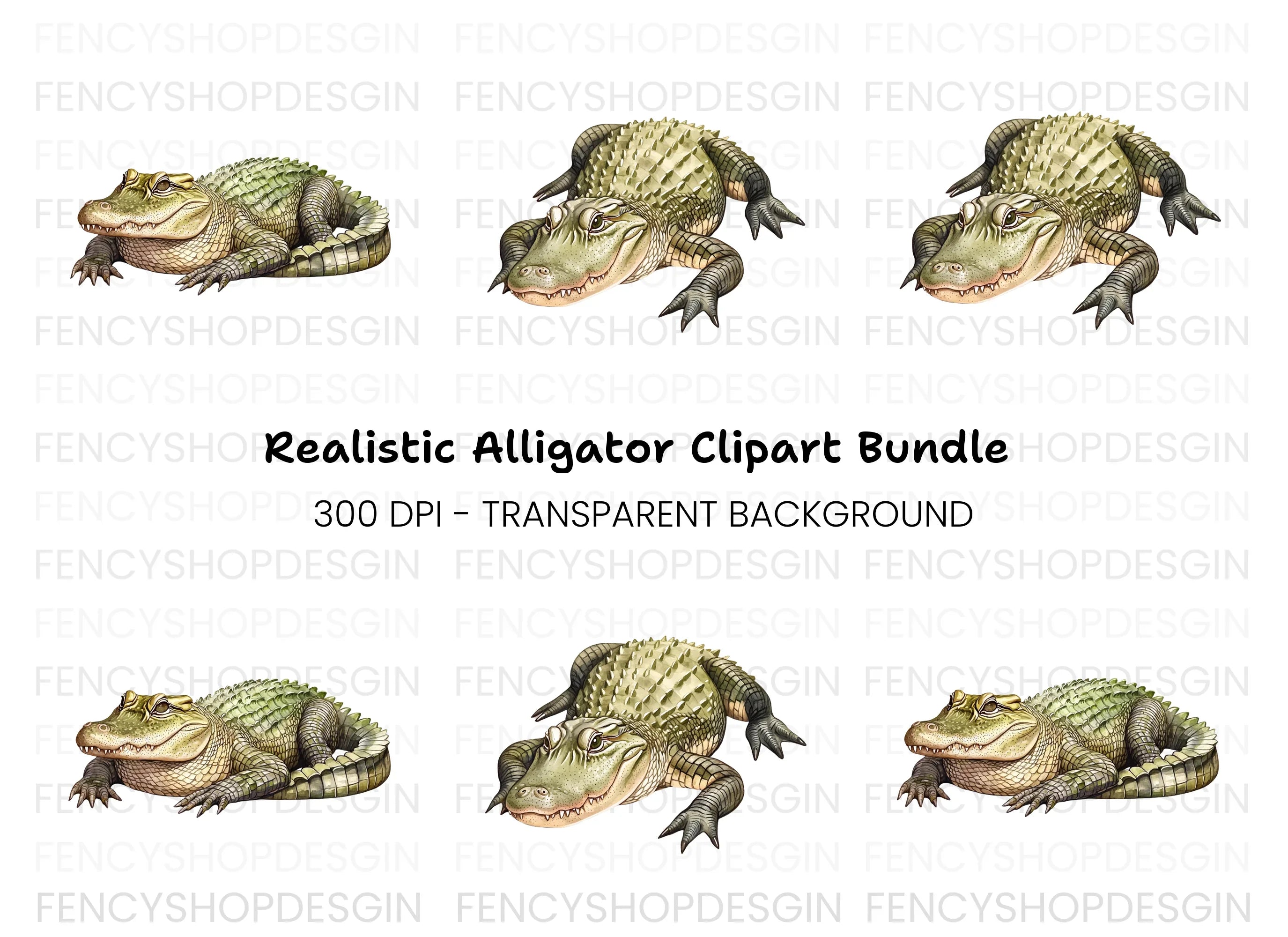Alligator and Crocodile Clipart Bundle