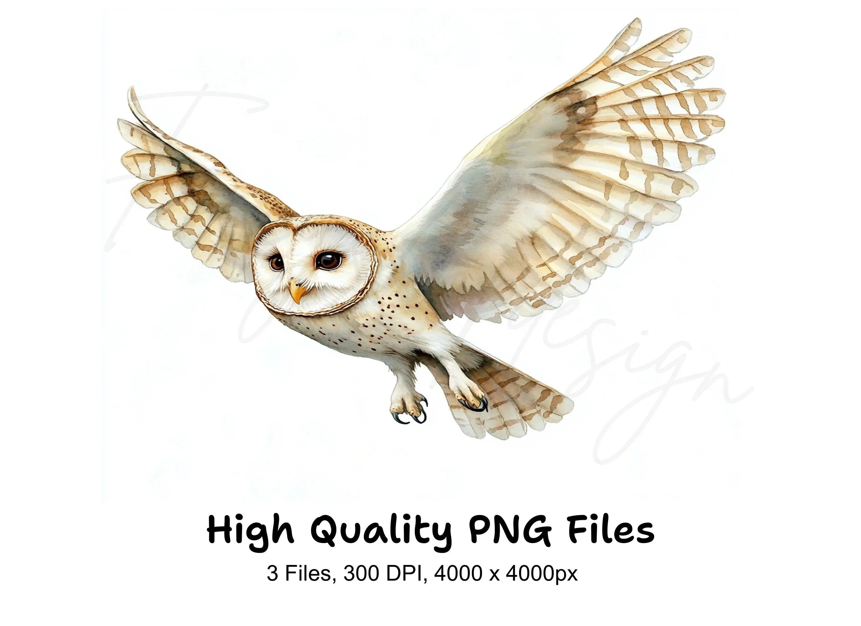 Barn Owl Flying Clipart Bundle