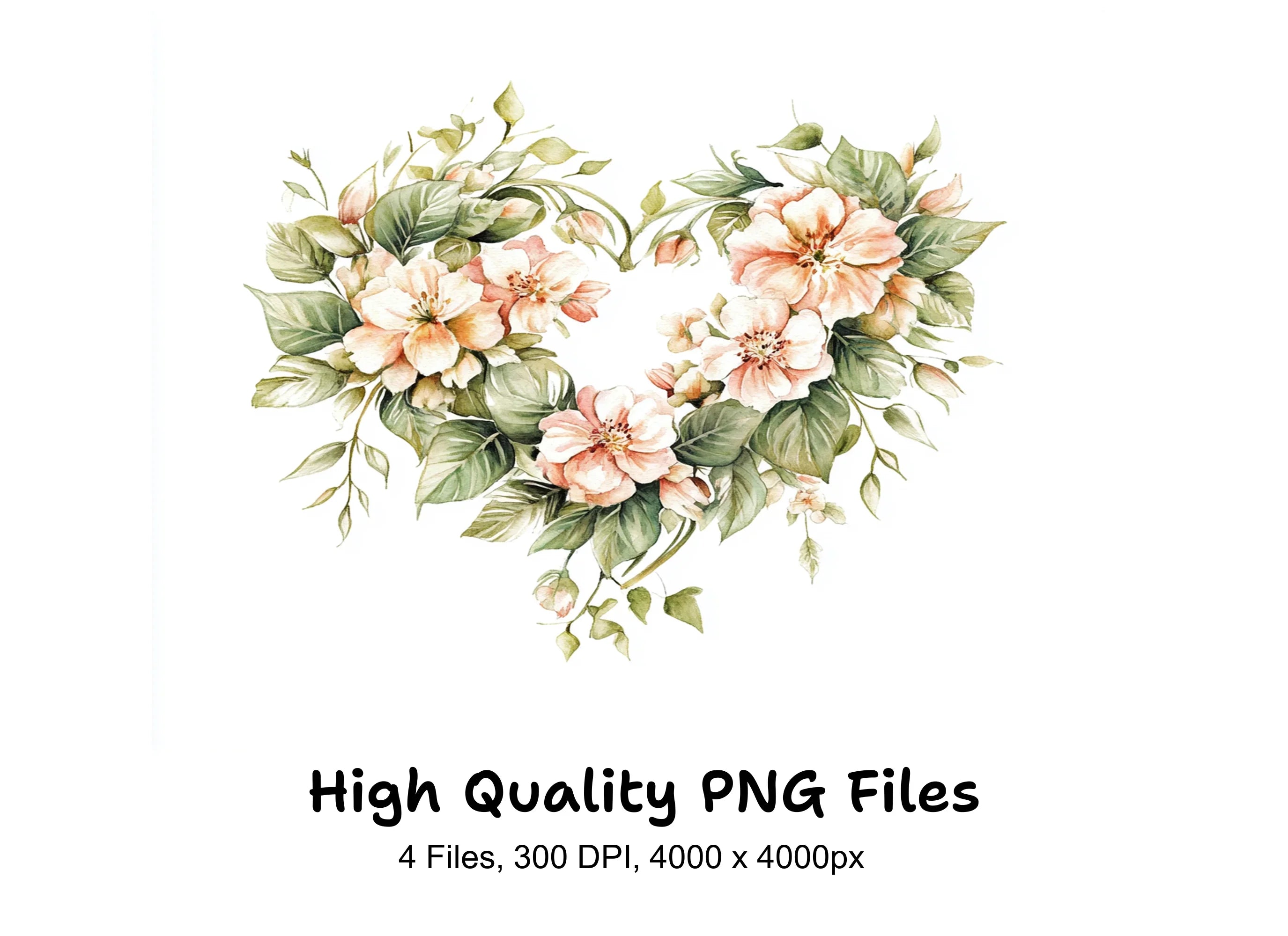 Floral Heart Clipart Bundle