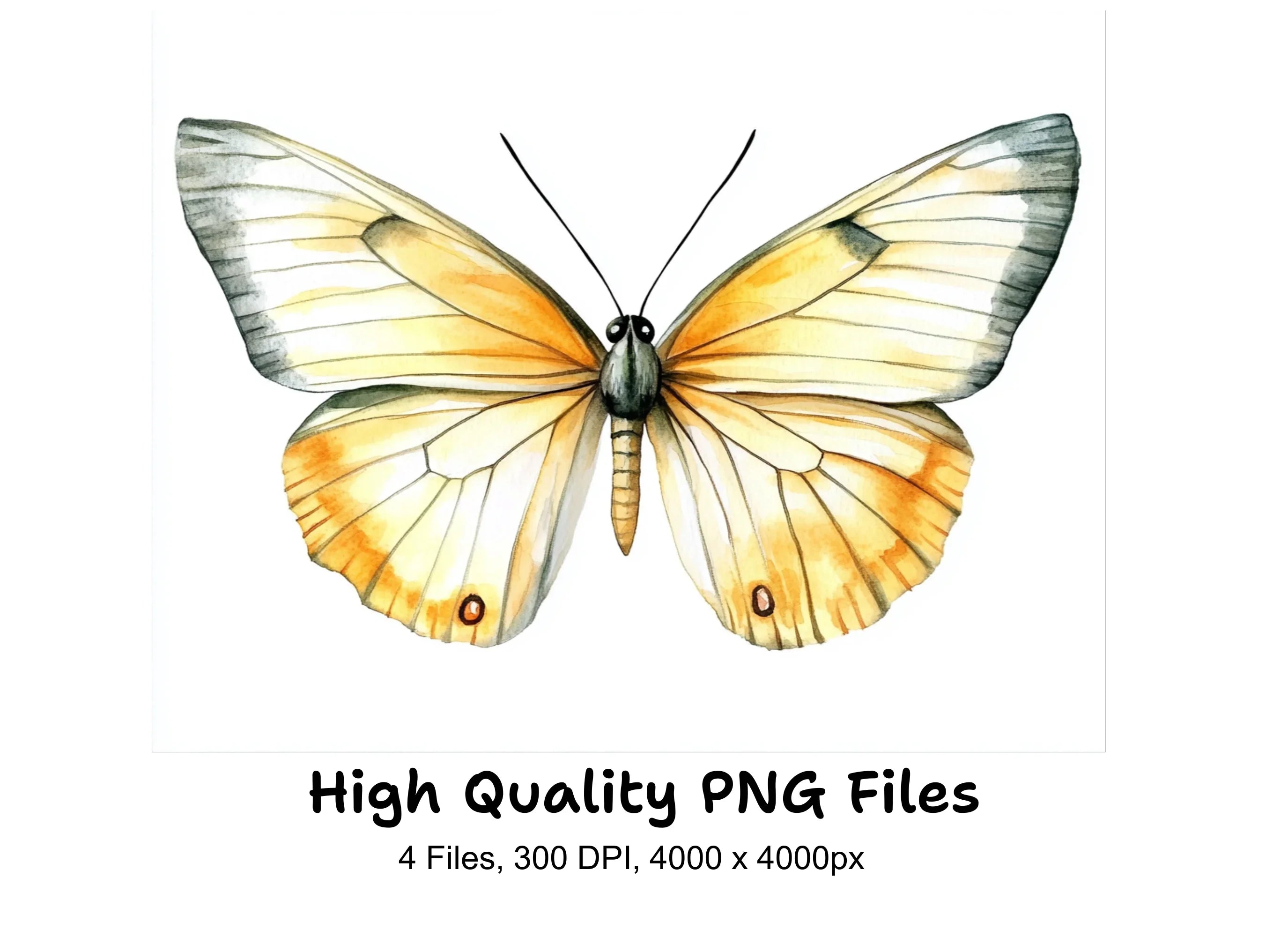 Yellow Butterfly Clipart Bundle