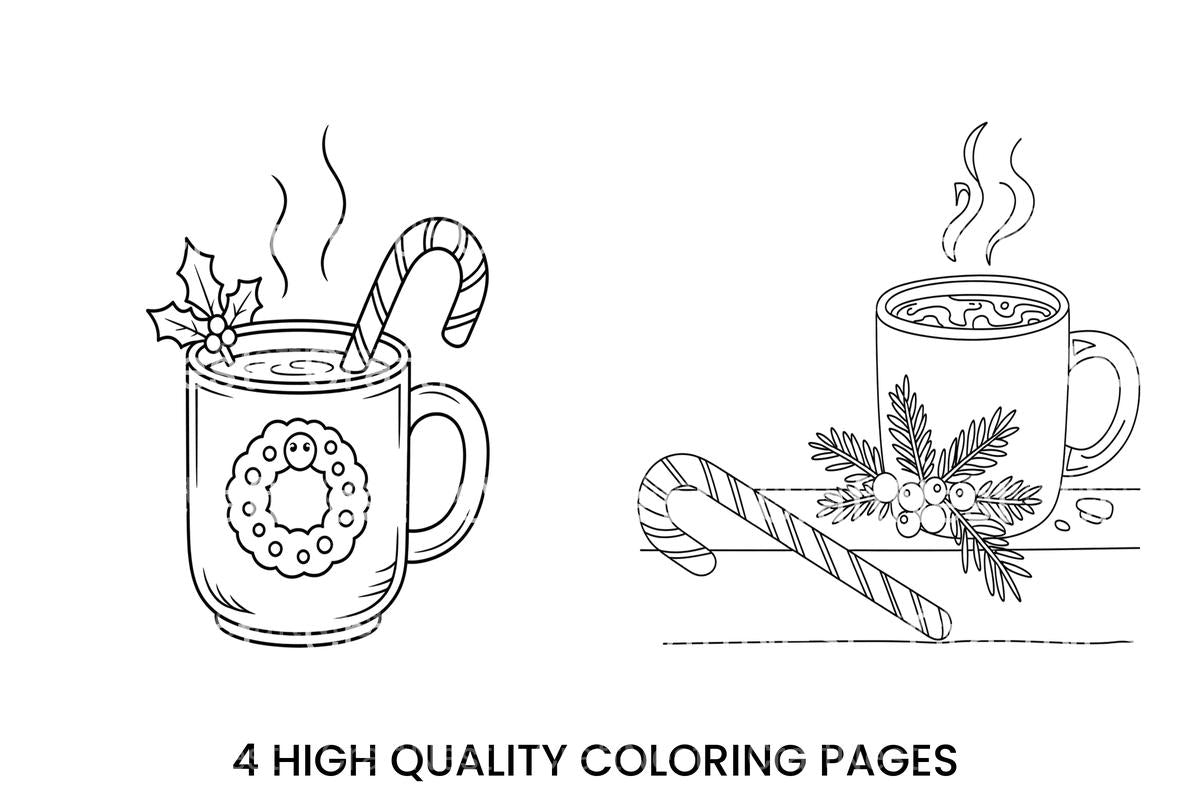 Hot Chocolate Christmas Mugs Coloring Books