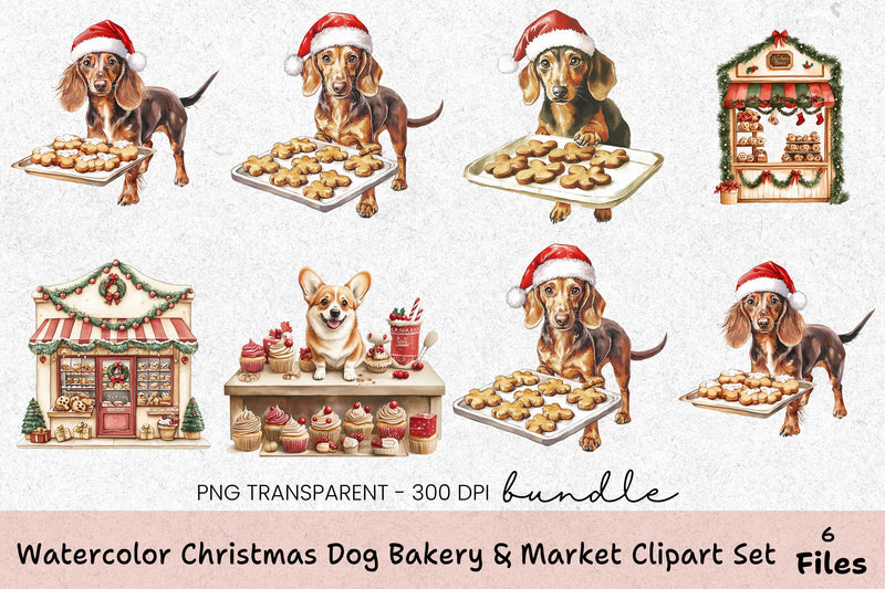 Christmas Dog Bakery & Market Clipart Bundle - CraftNest - Digital Crafting and Art