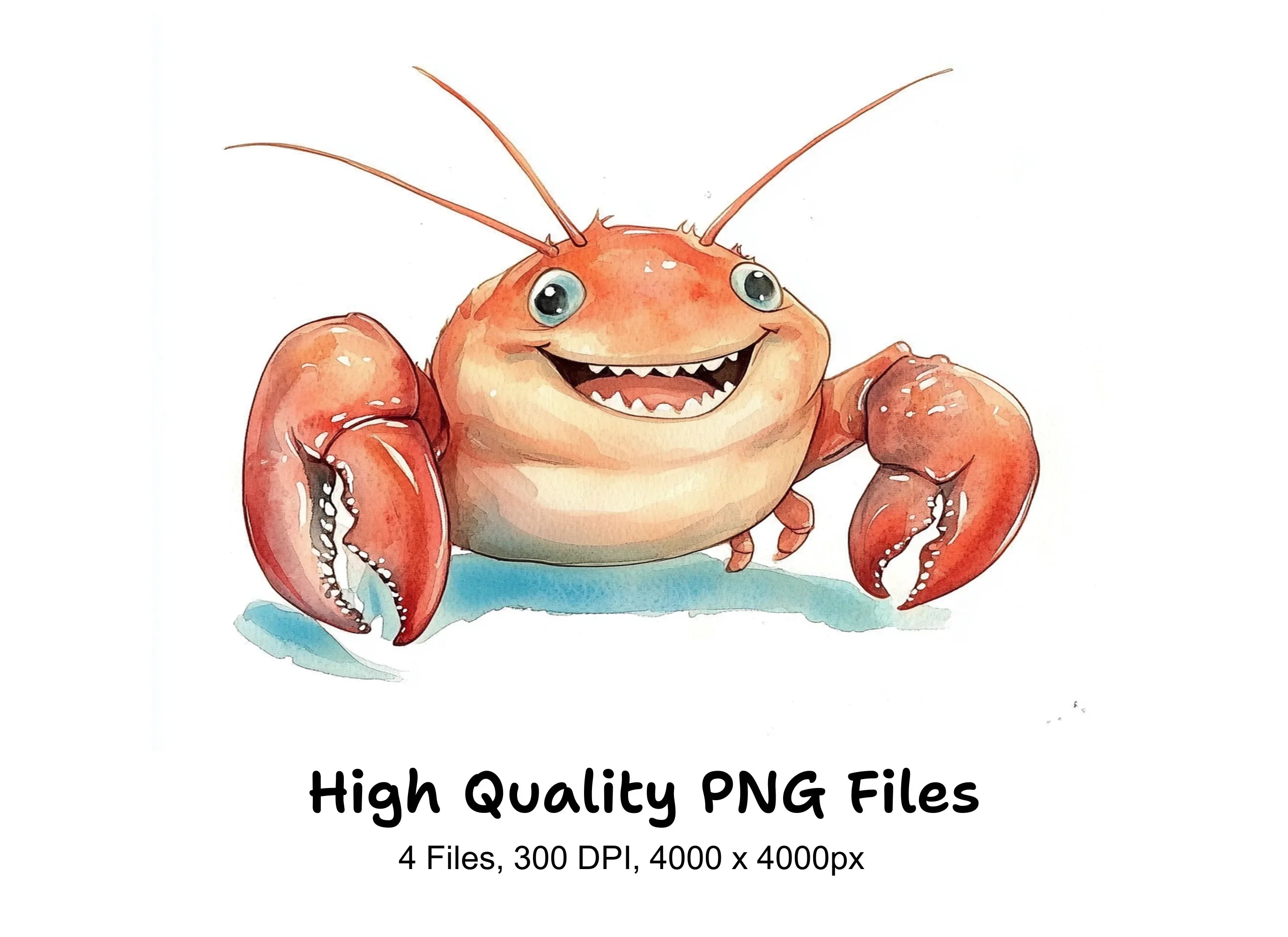 Happy Cartoon Lobster Clipart Bundle
