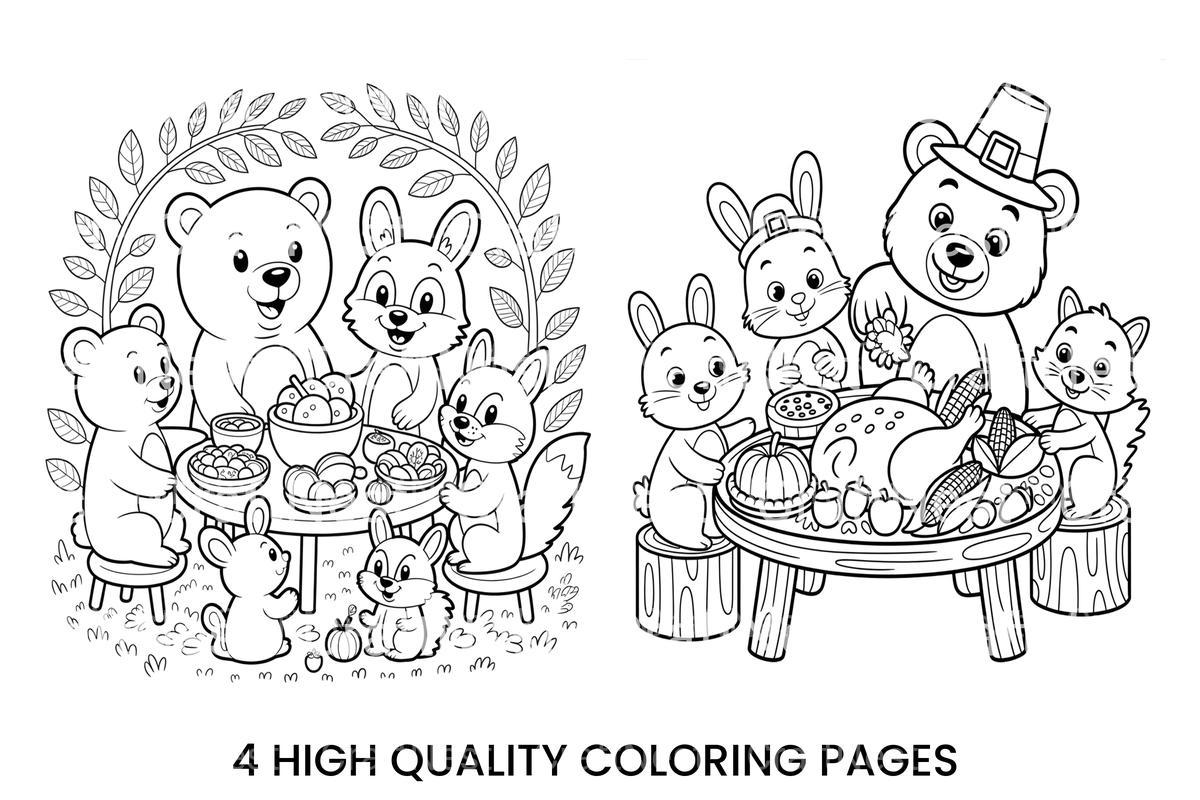 Thanksgiving Feast Animal Coloring Books
