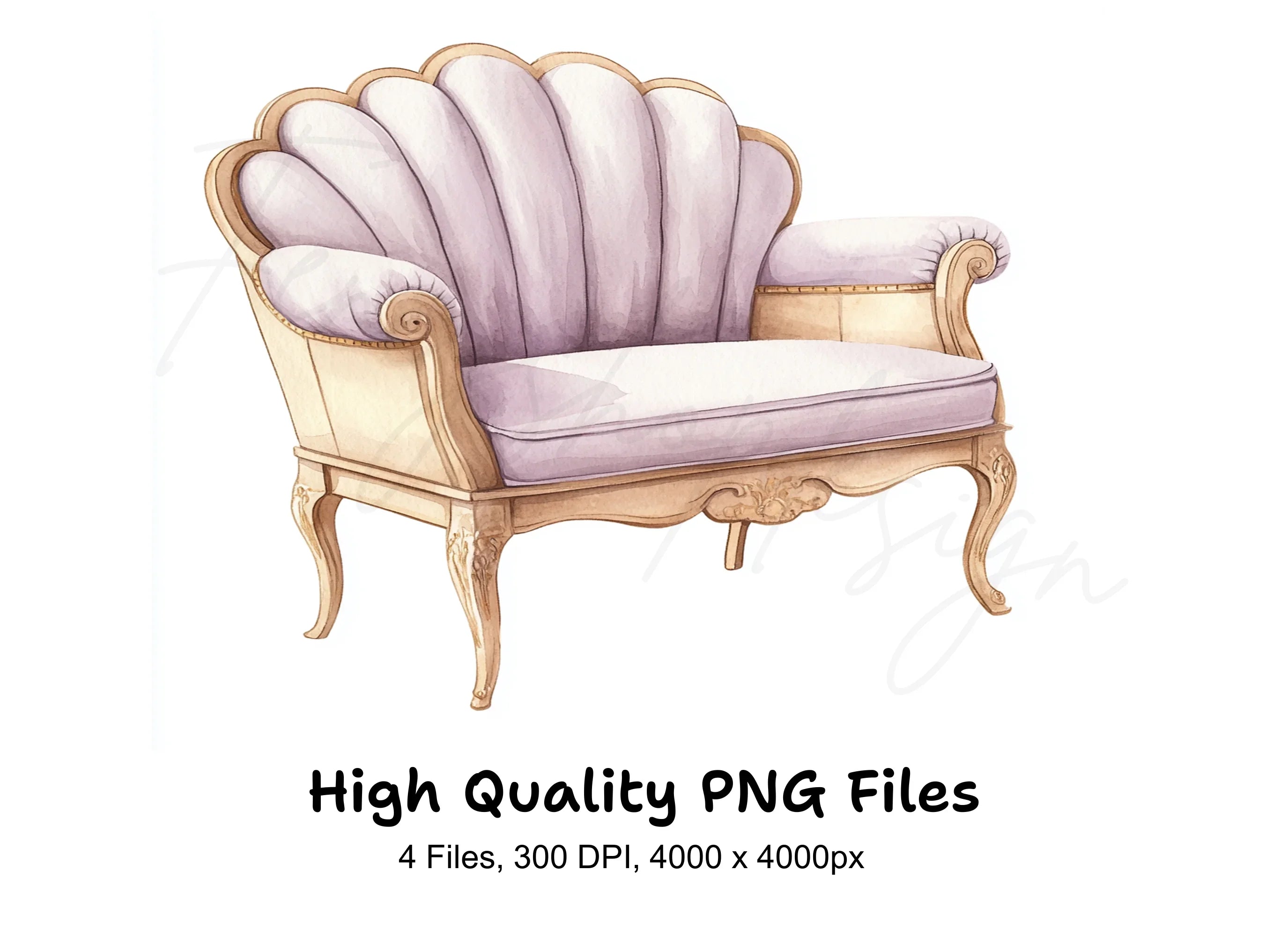 Elegant Vintage Armchairs Clipart Bundle