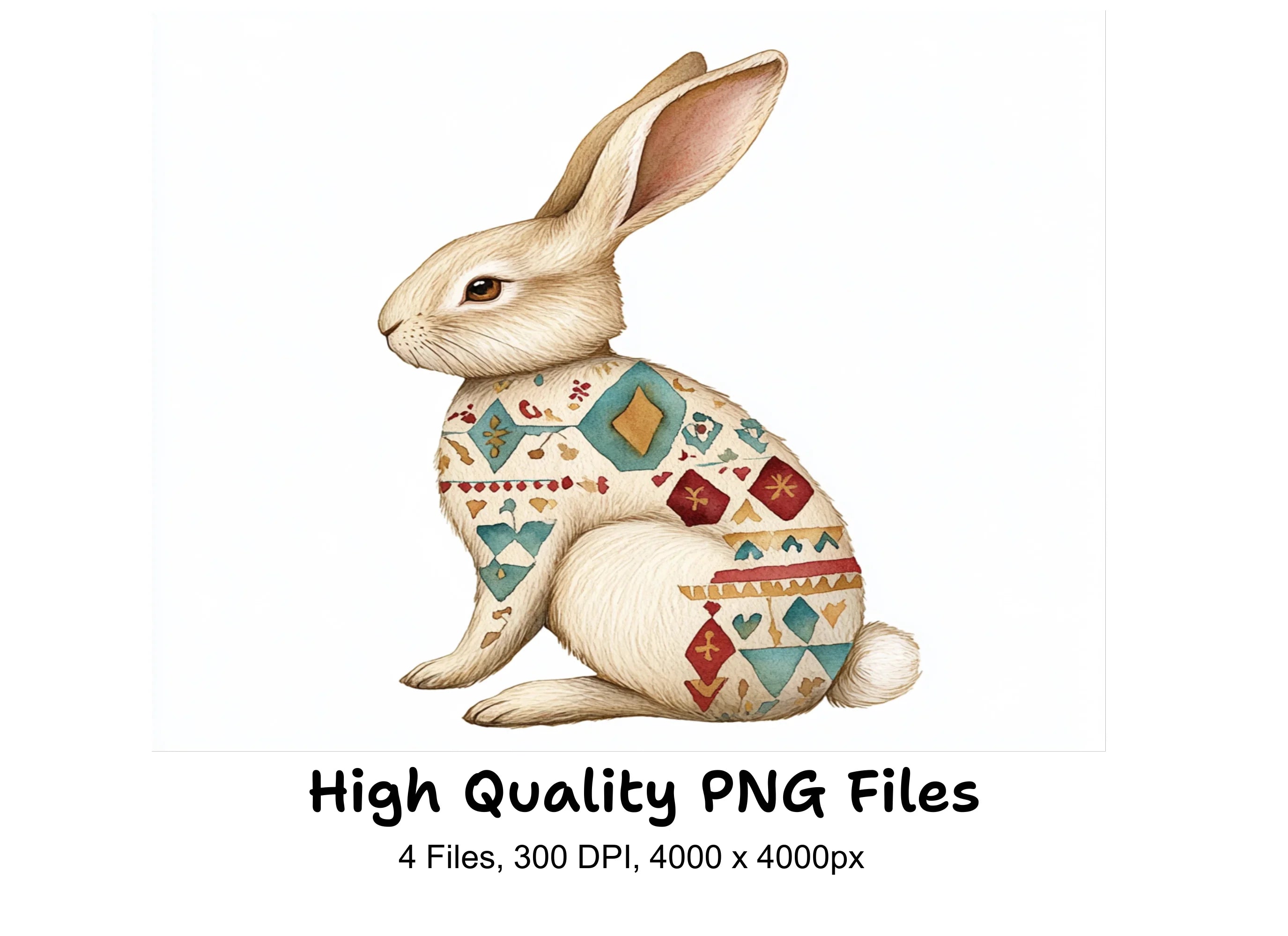 Boho Chic Rabbit Clipart Bundle