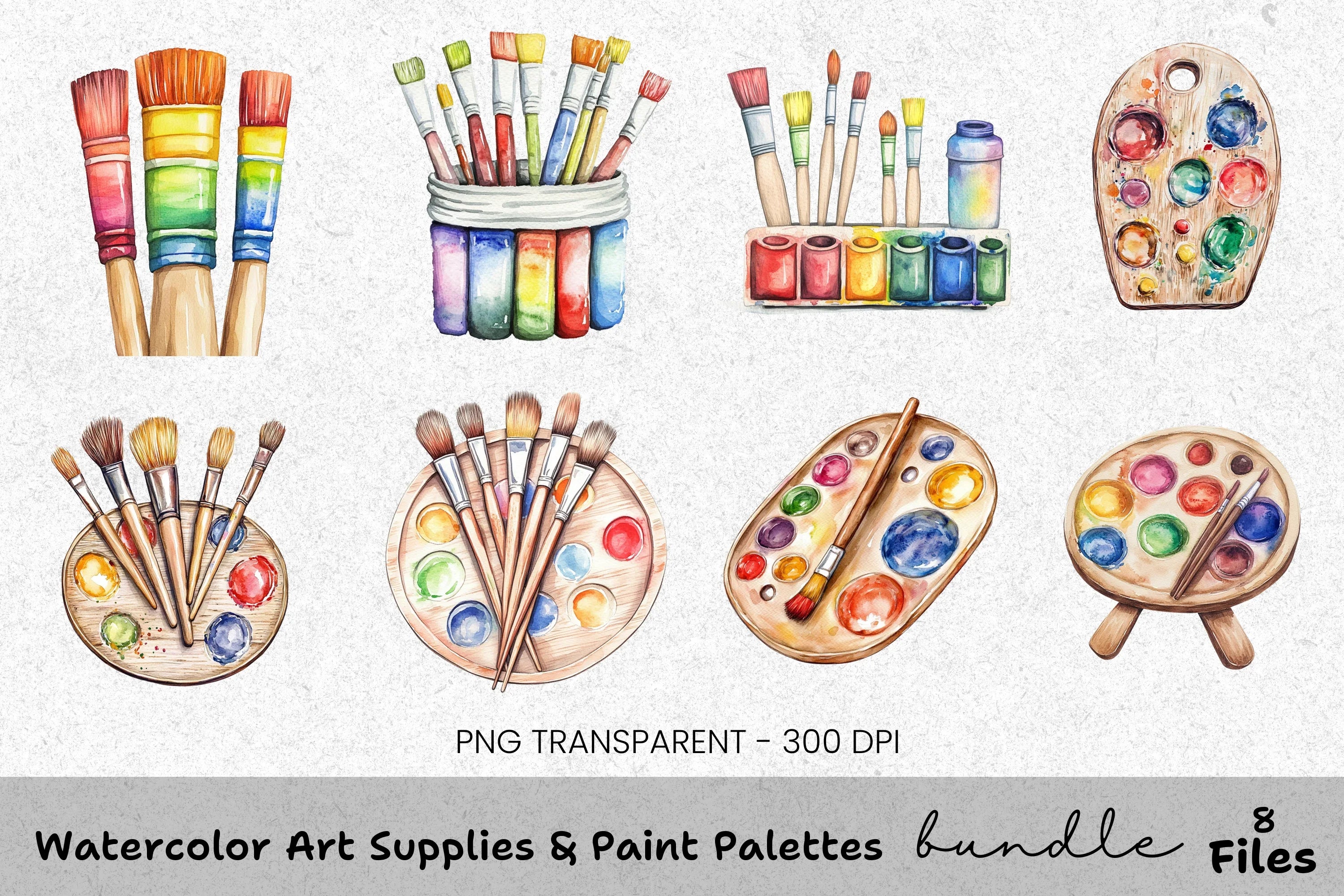 Paint Palettes Clipart Bundle