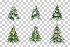 Geometric Abstract Christmas Tree Clipart Bundle - CraftNest - Digital Crafting and Art