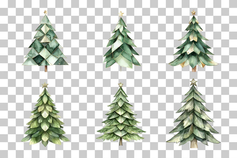 Geometric Abstract Christmas Tree Clipart Bundle - CraftNest - Digital Crafting and Art
