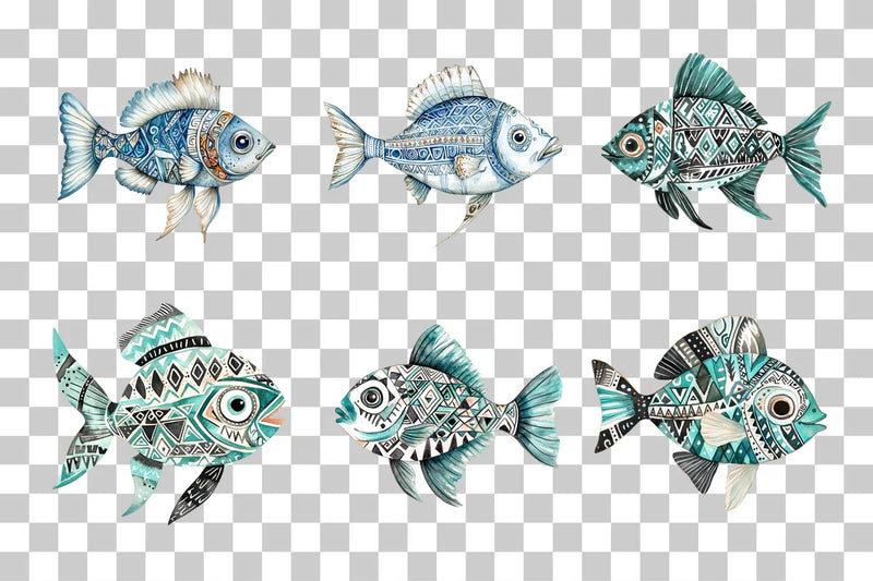 Tribal Ocean Fish Clipart Bundle - CraftNest - Digital Crafting and Art