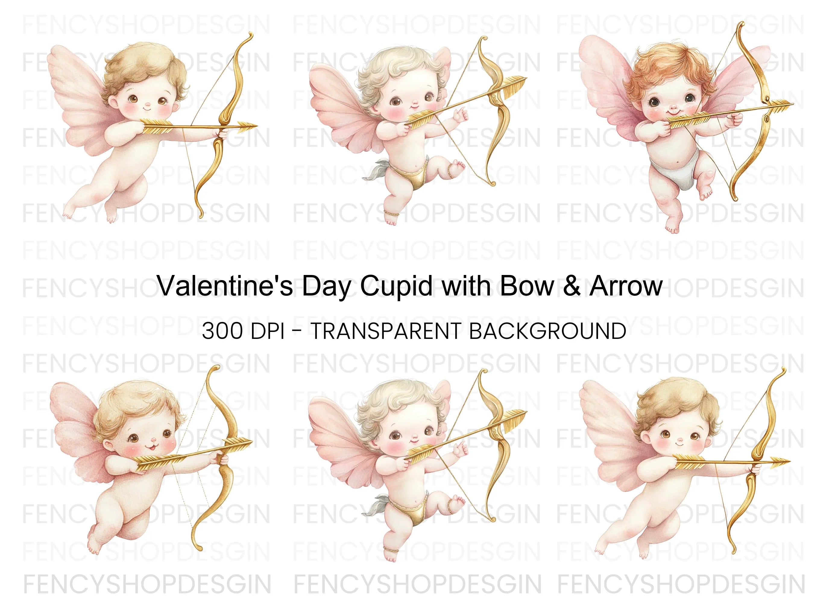 Cute Cupid Valentine Day Clipart Bundle