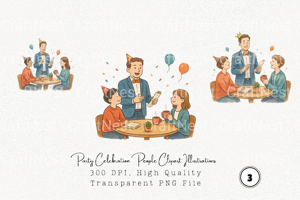 Party Celebration People Illustrations Clipart Bundle