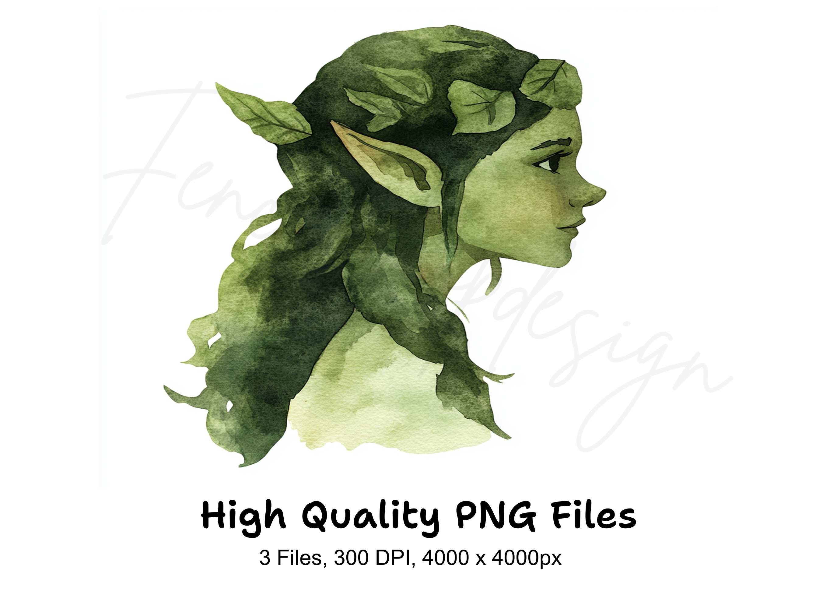 Forest Elf Profiles Clipart Bundle