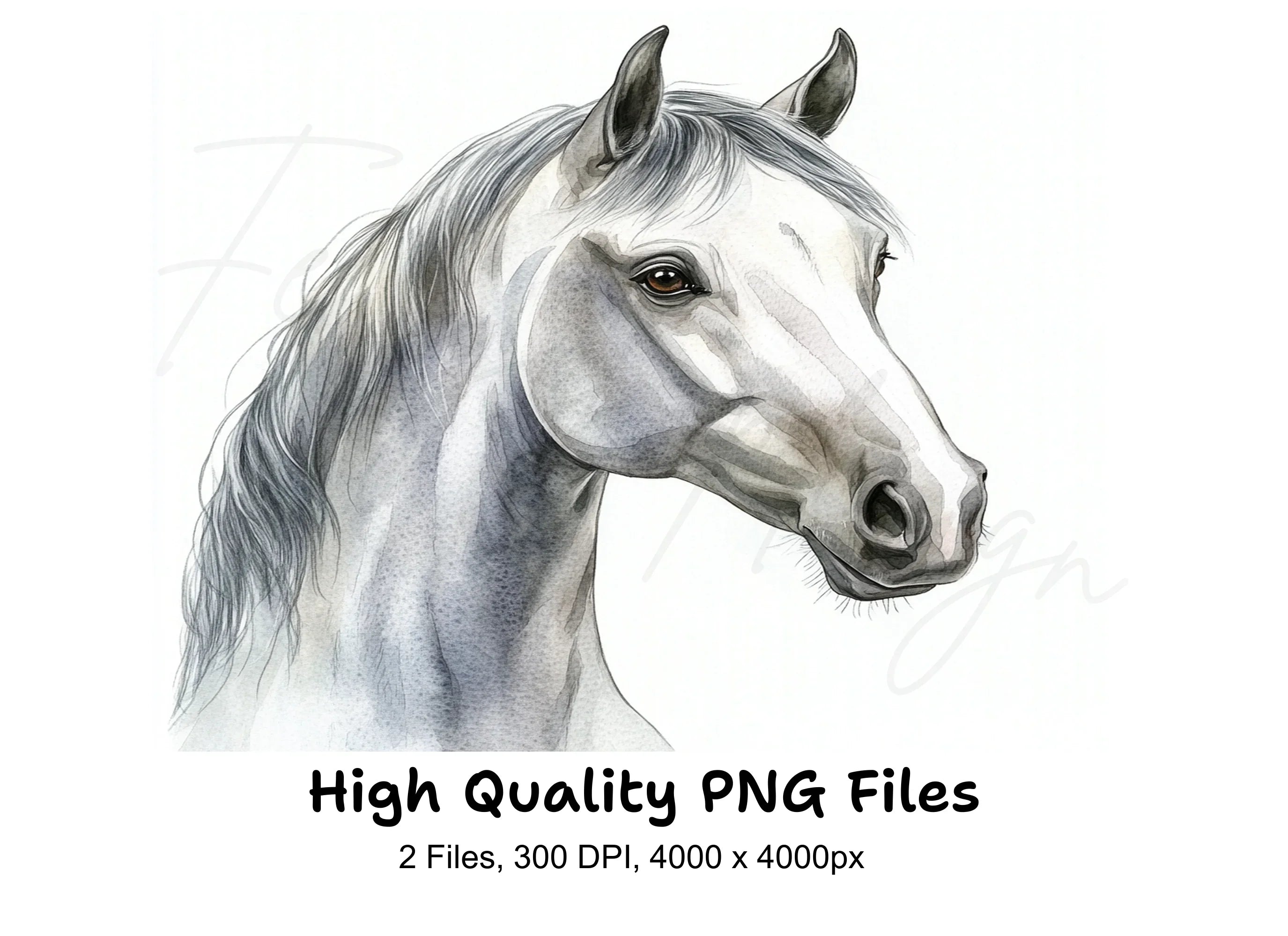 Elegant White Horse Clipart Bundle