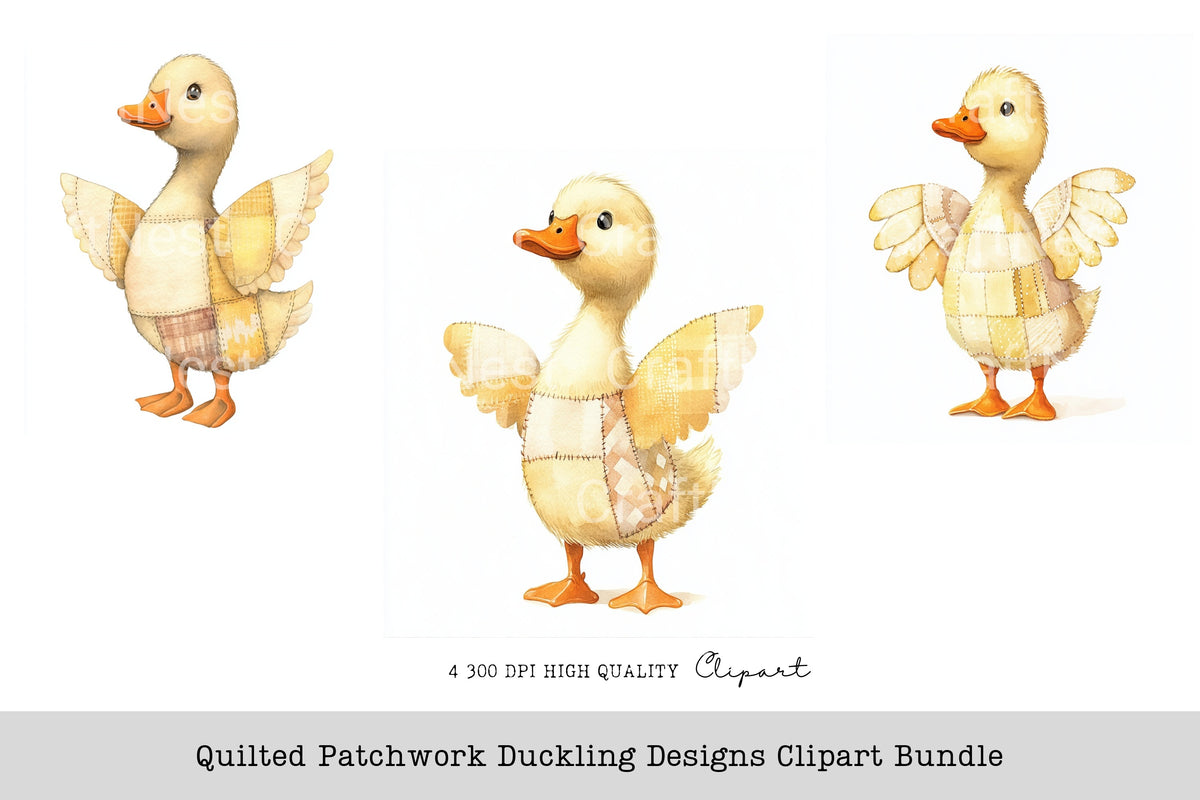 Quilted Patchwork Duckling Designs Clipart Bundle
