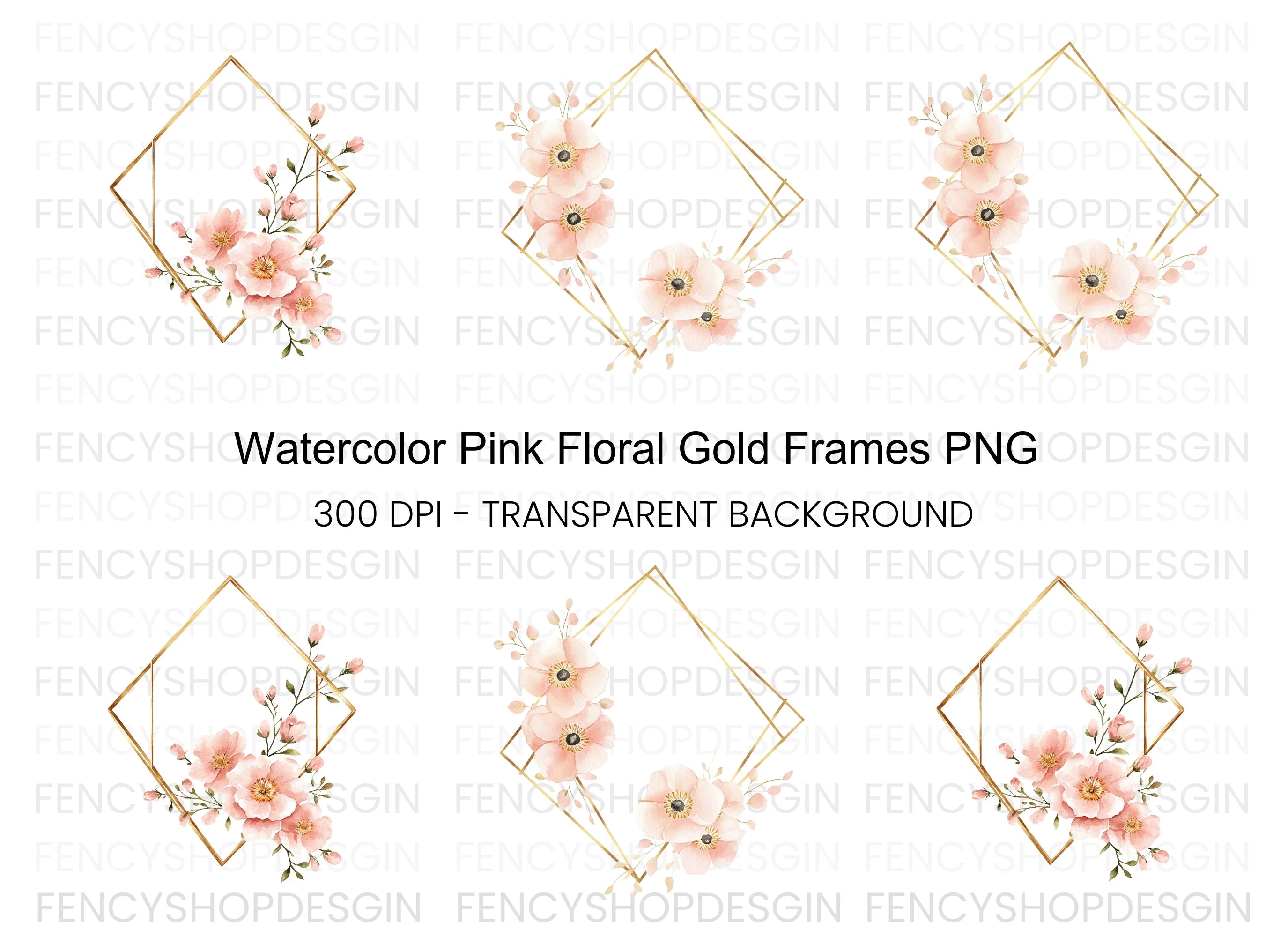Geometric Floral Frames Clipart Bundle