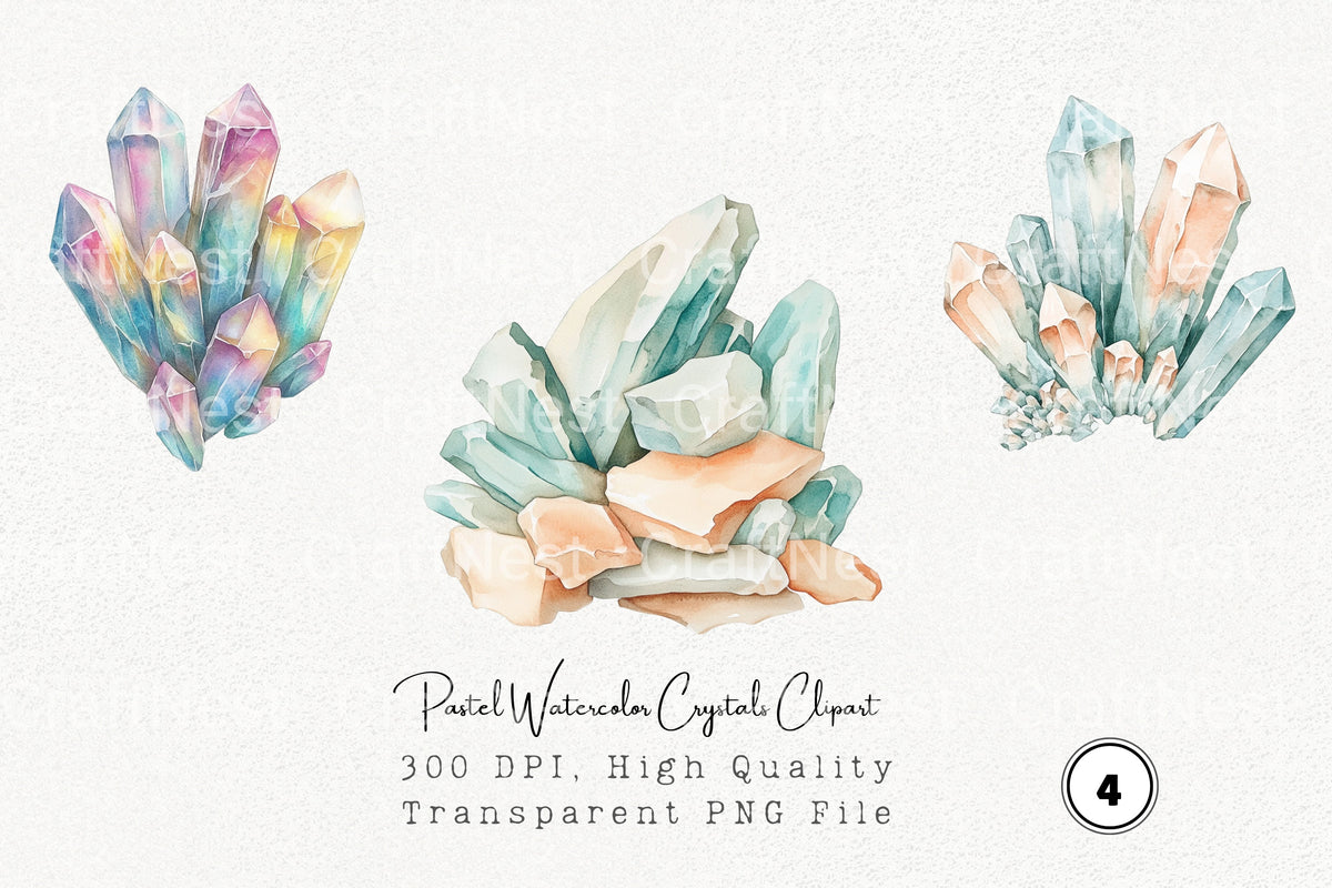 Pastel Crystals Clipart Bundle