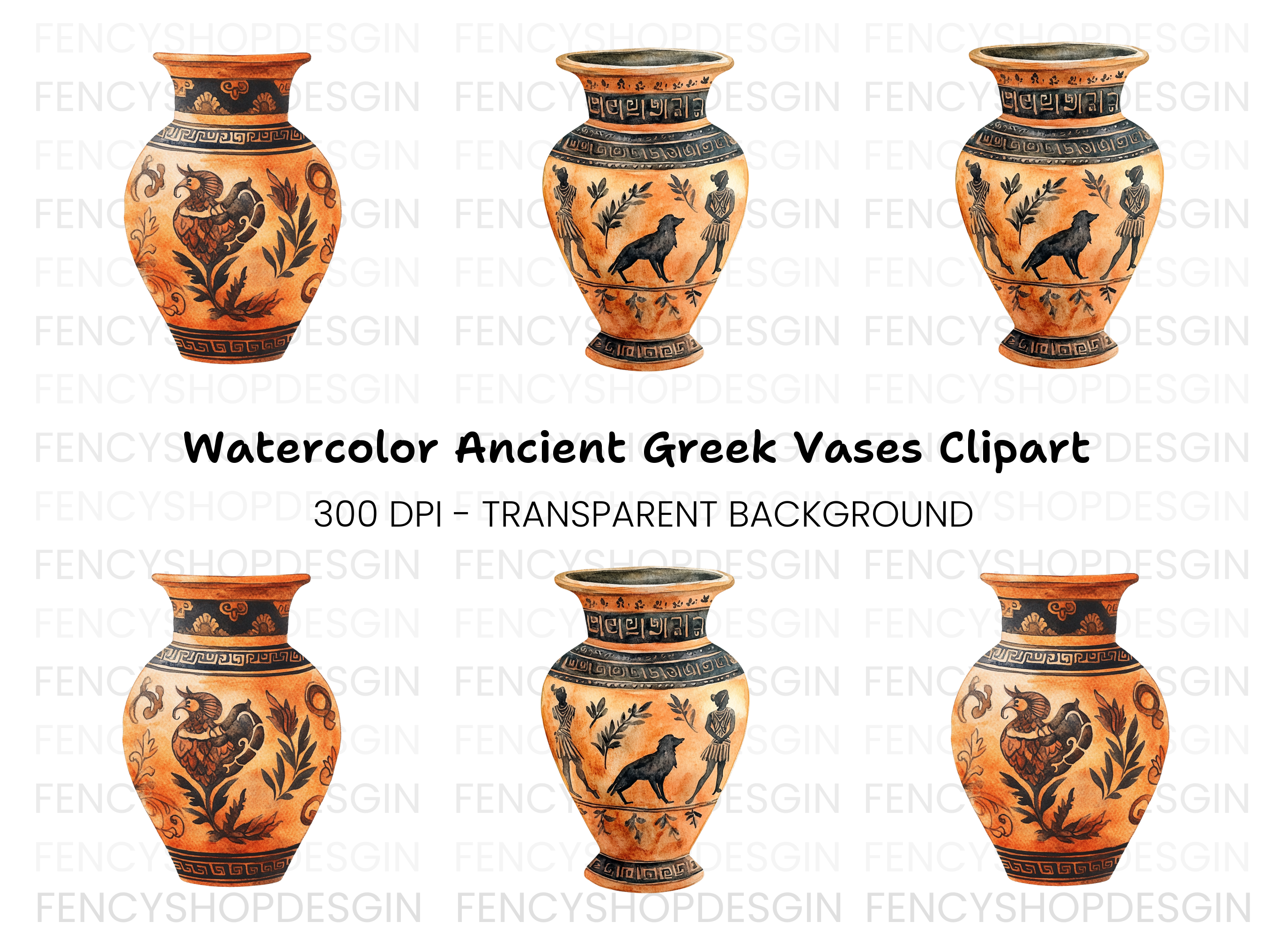 Ancient Greek Vases Clipart Bundle