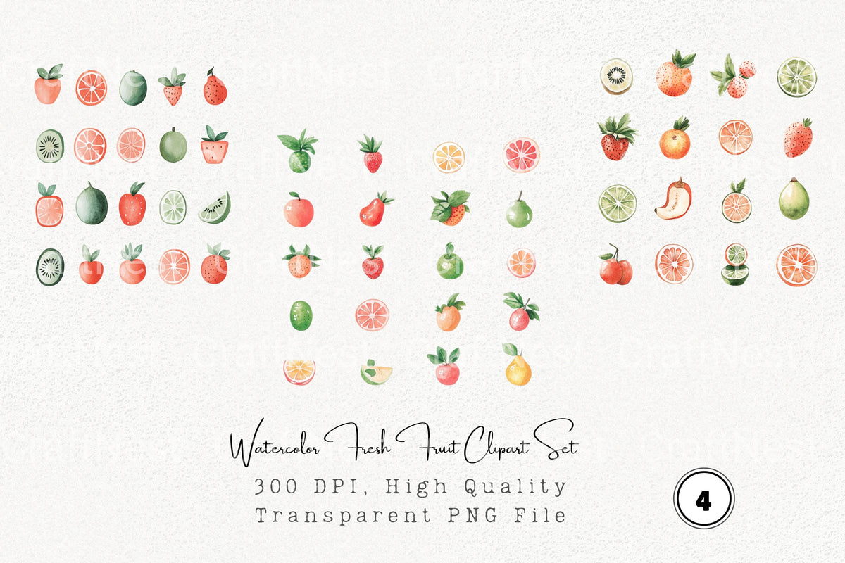 Fresh Fruit Clipart Bundle