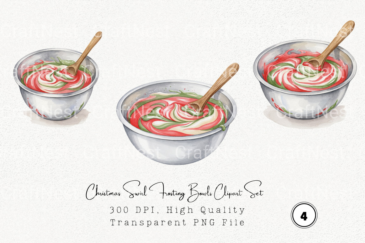 Christmas Swirl Frosting Bowls Clipart Bundle