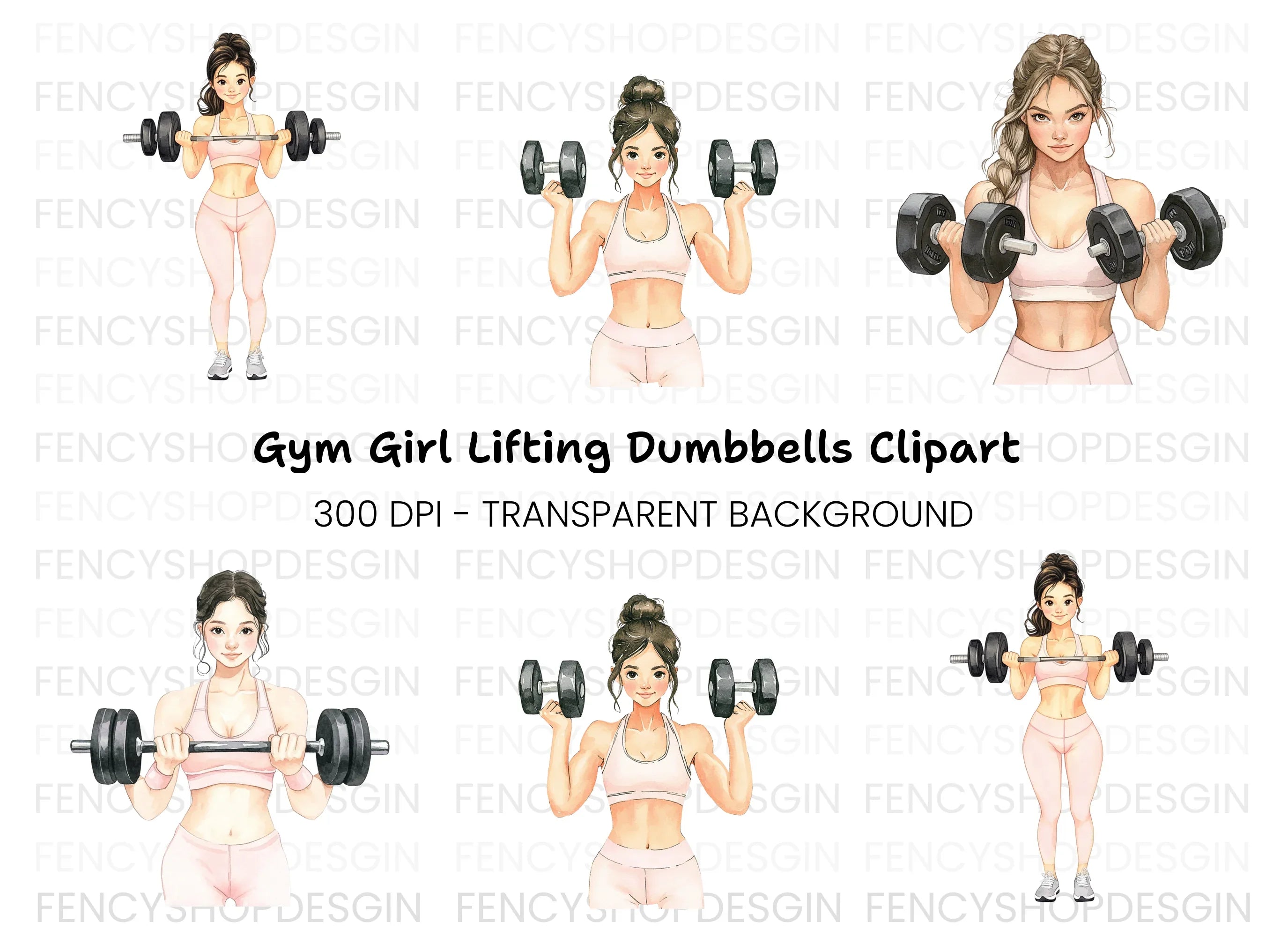 Pretty Girl Fitness Clipart Bundle