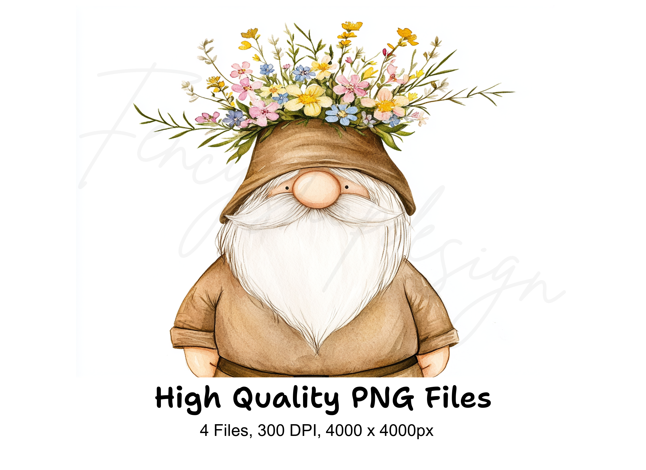Whimsical Floral Gnomes Clipart Bundle