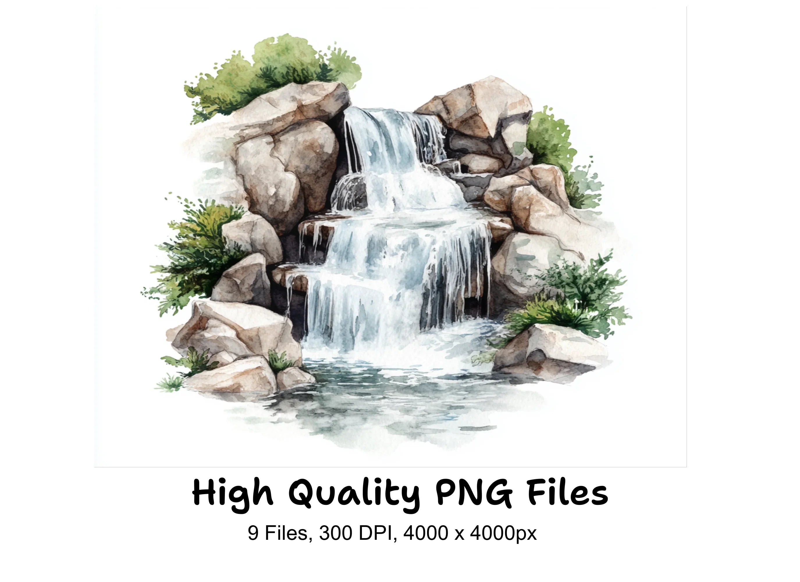 Rustic Waterfall Clipart Bundle