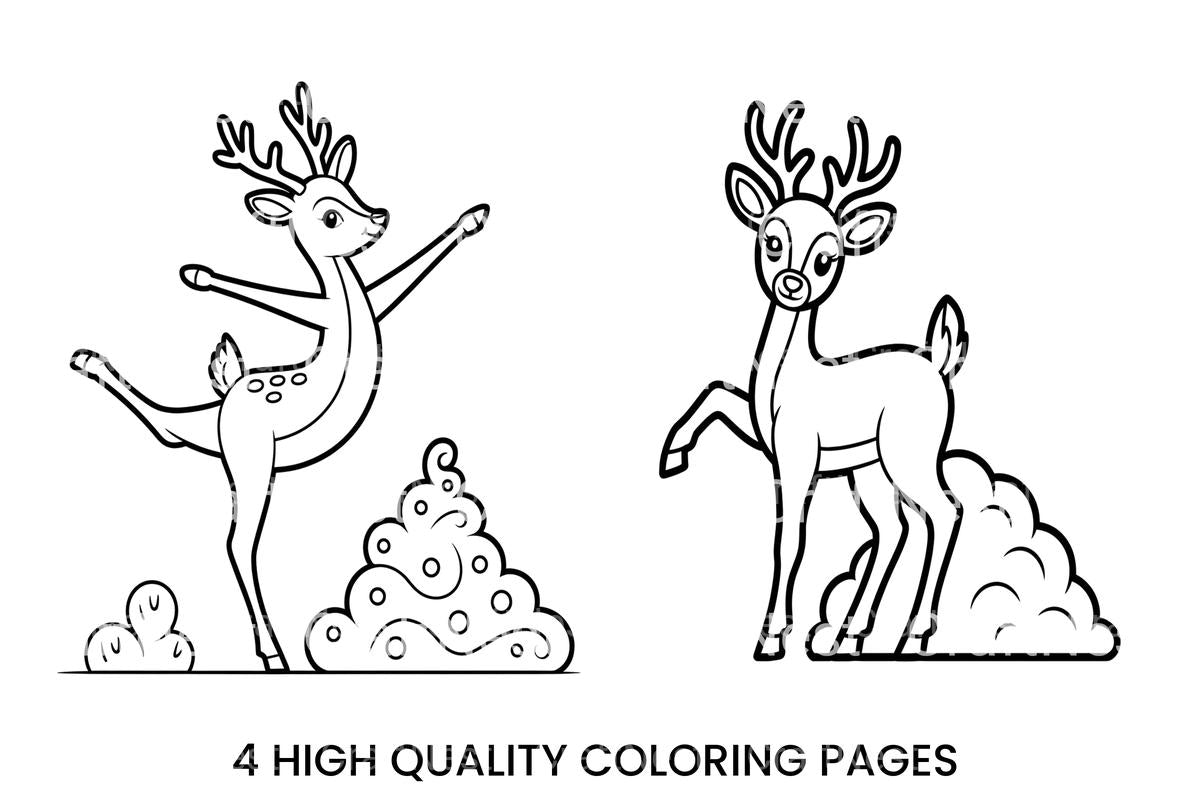 Cute Reindeer Winter Coloring Books