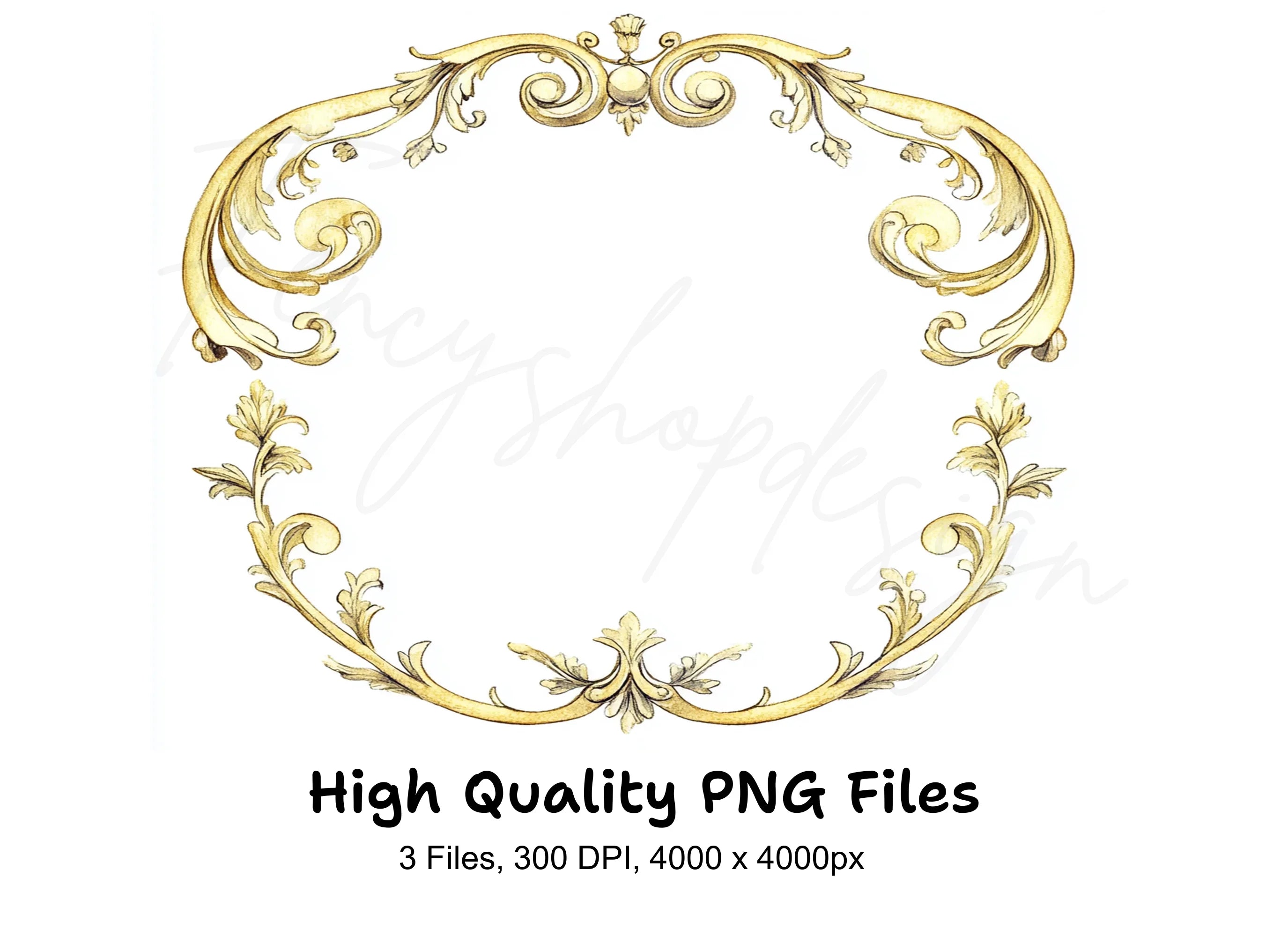 Elegant Gold Ornate Frames Clipart Bundle