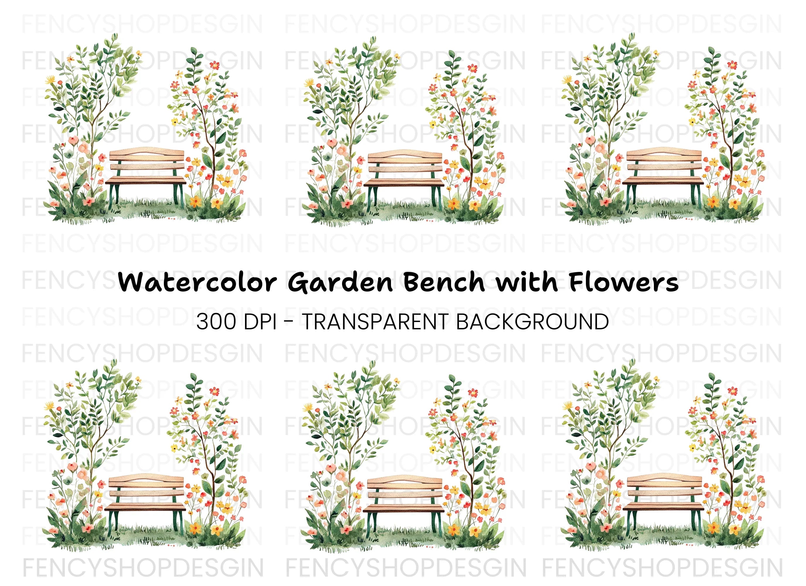 Garden Bench Clipart Bundle