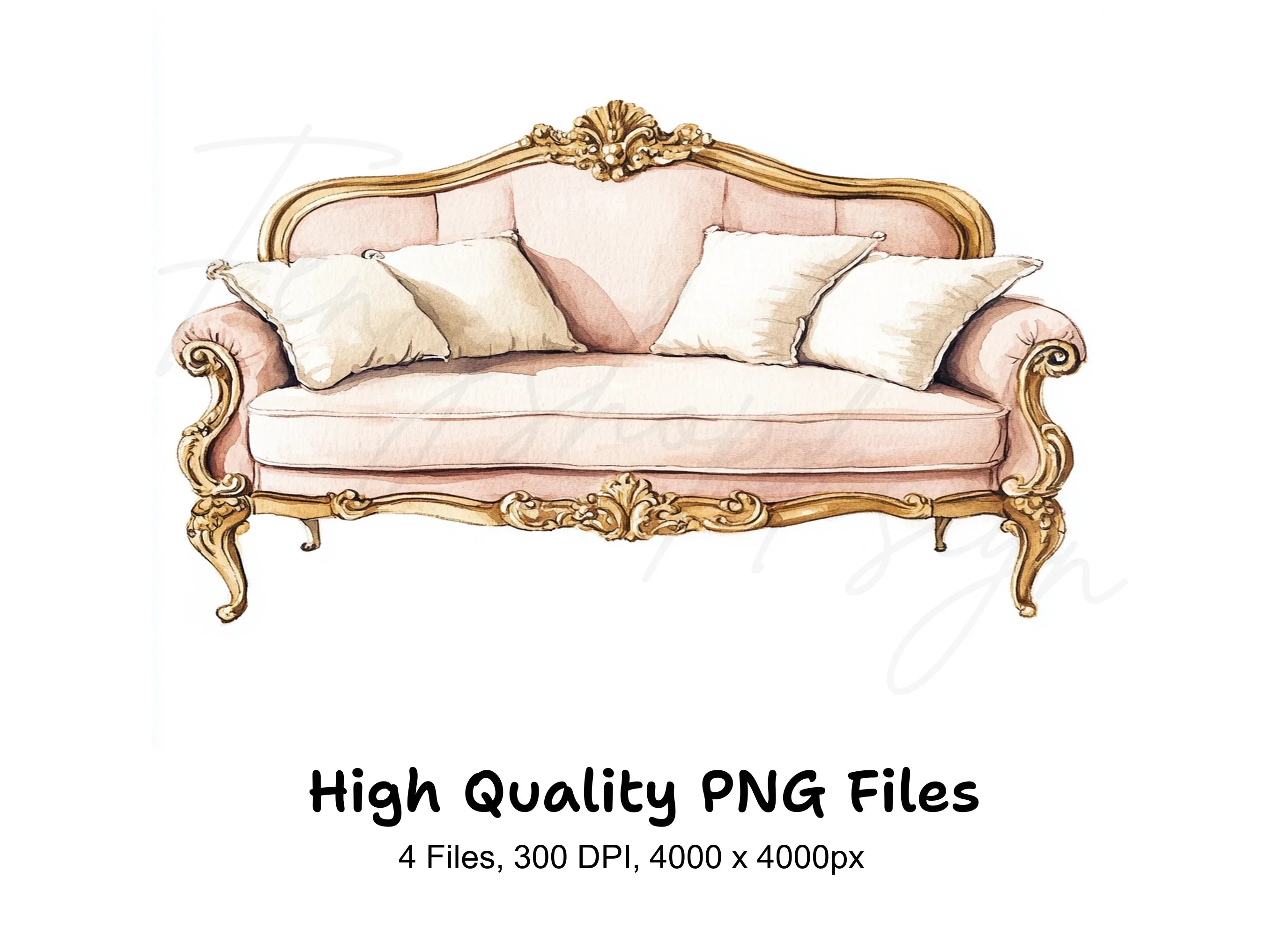 Luxury Vintage Sofas Clipart Bundle