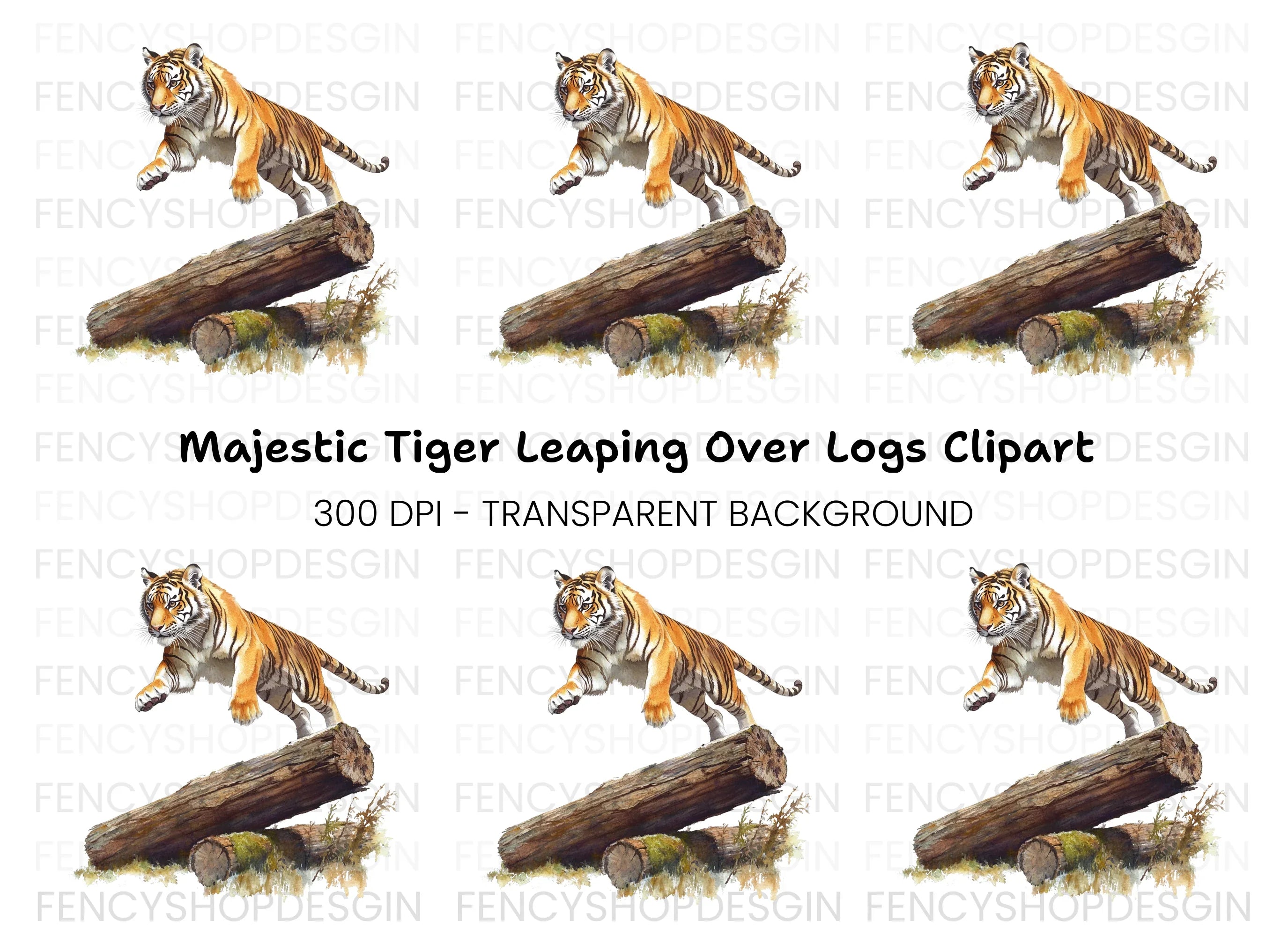 Dynamic Tiger Leap Clipart Bundle