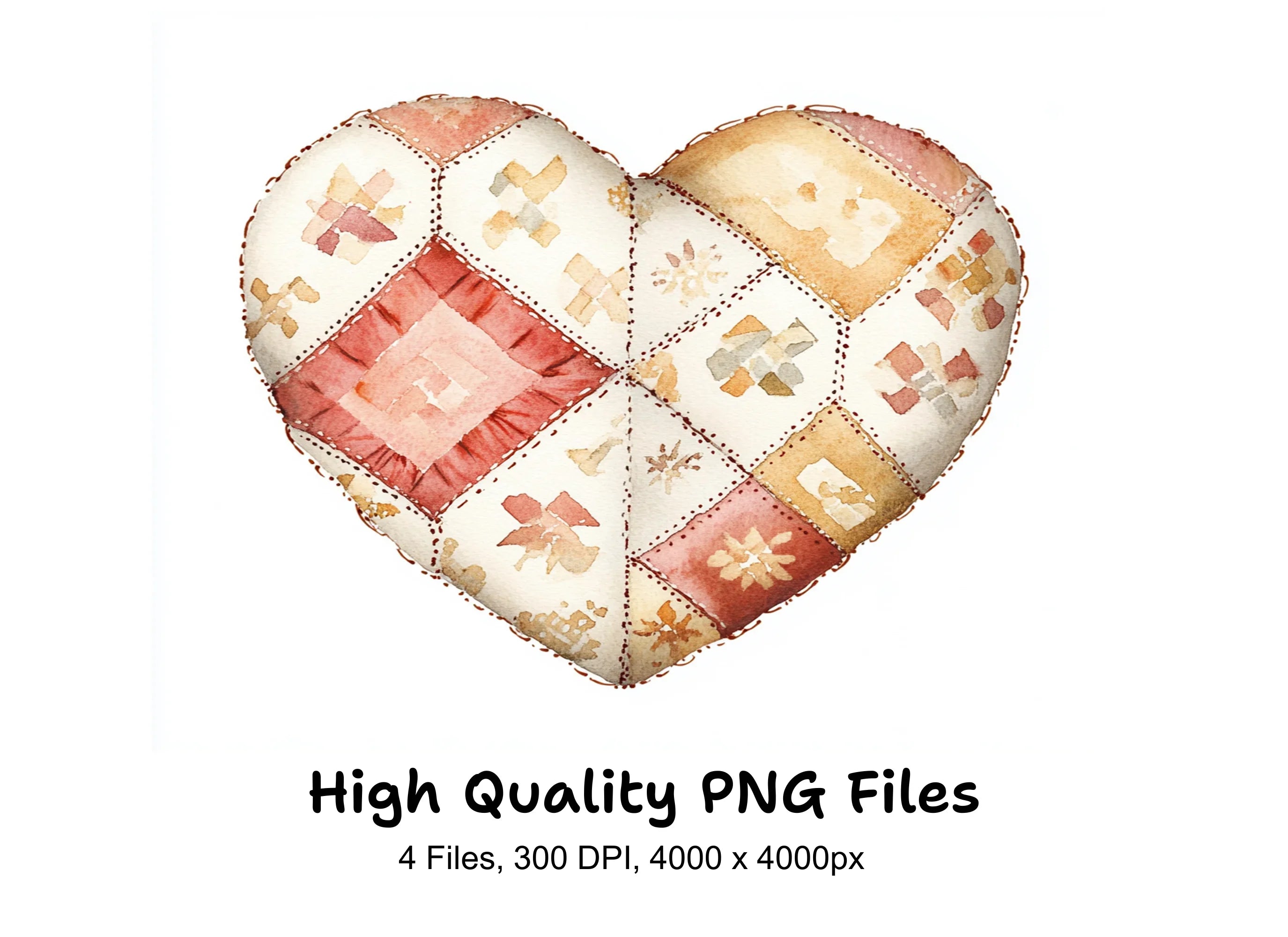 Quilted Heart Clipart Bundle