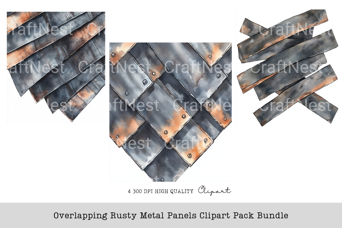 Overlapping Rusty Metal Panels Clipart Bundle
