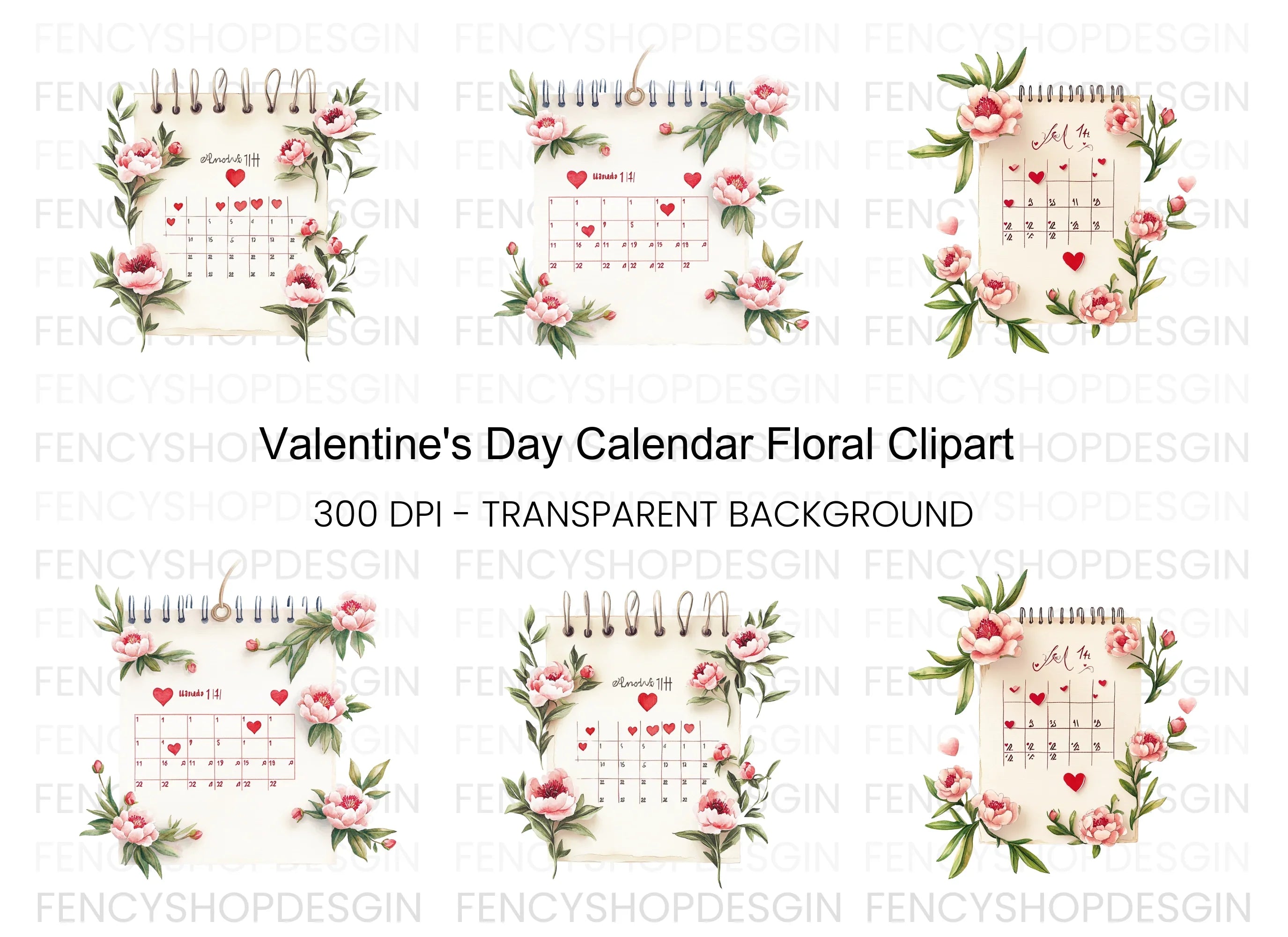 Valentine's Day Calendar Clipart Bundle