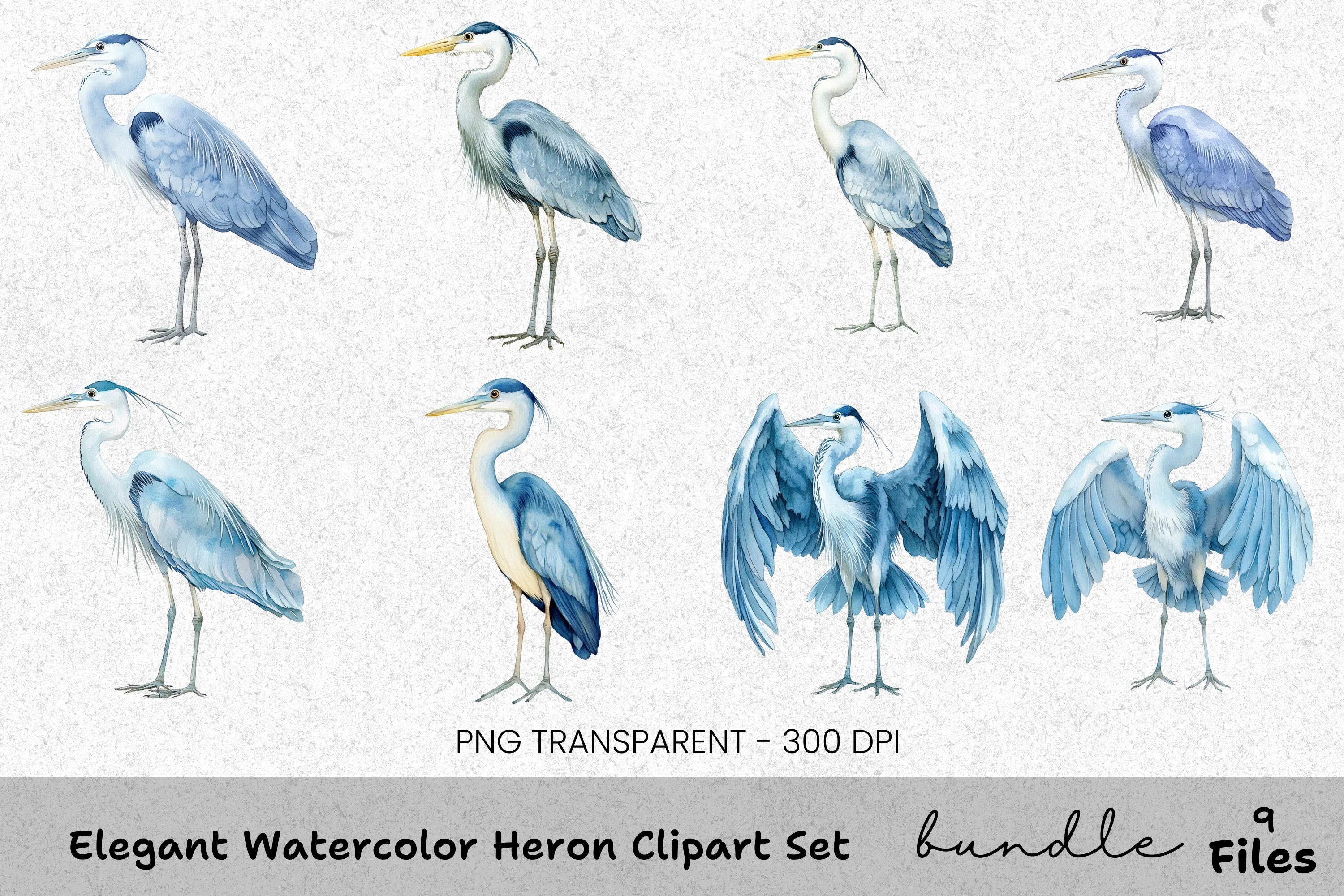 Elegant Heron Clipart Bundle