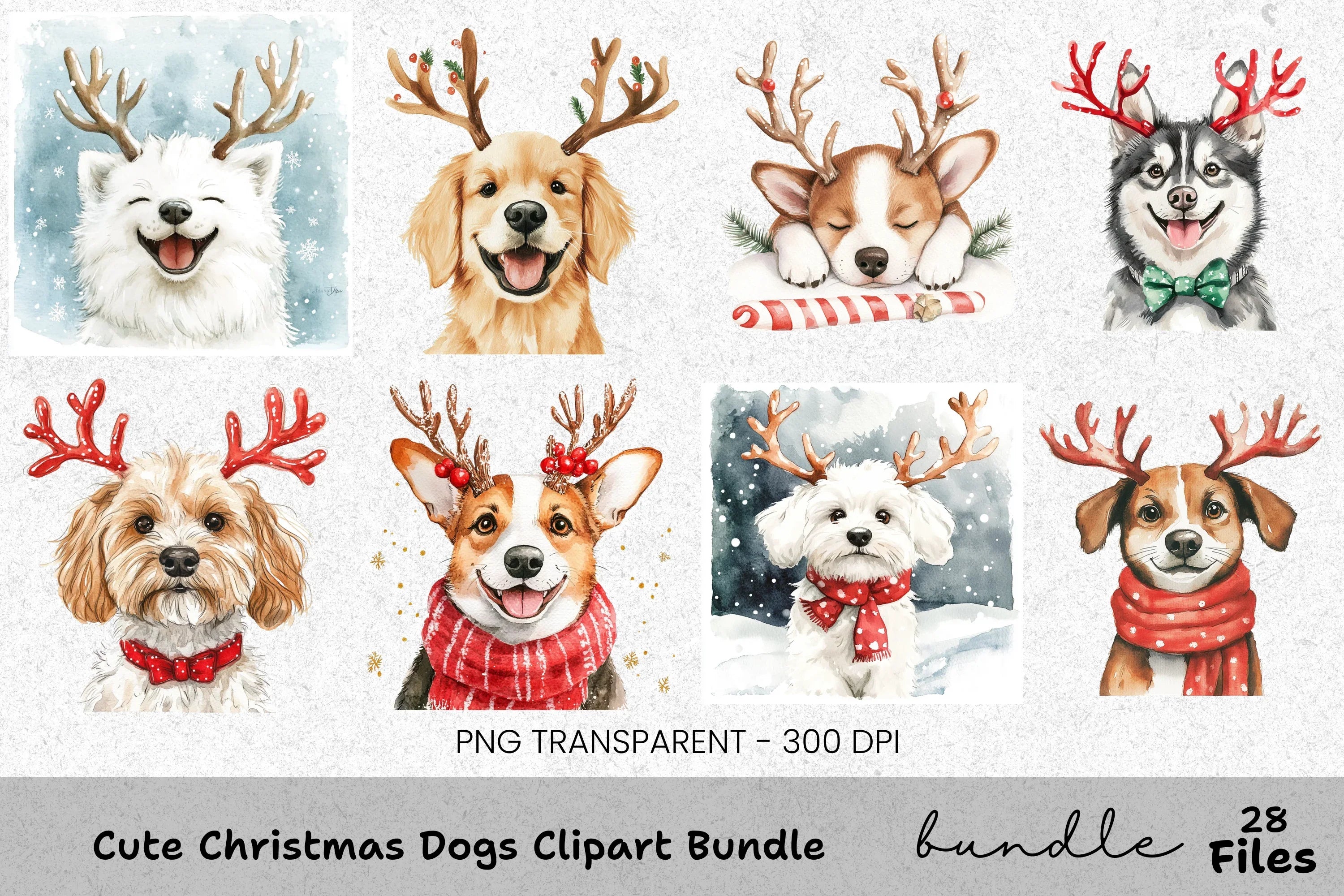 Christmas Dogs Clipart Bundle