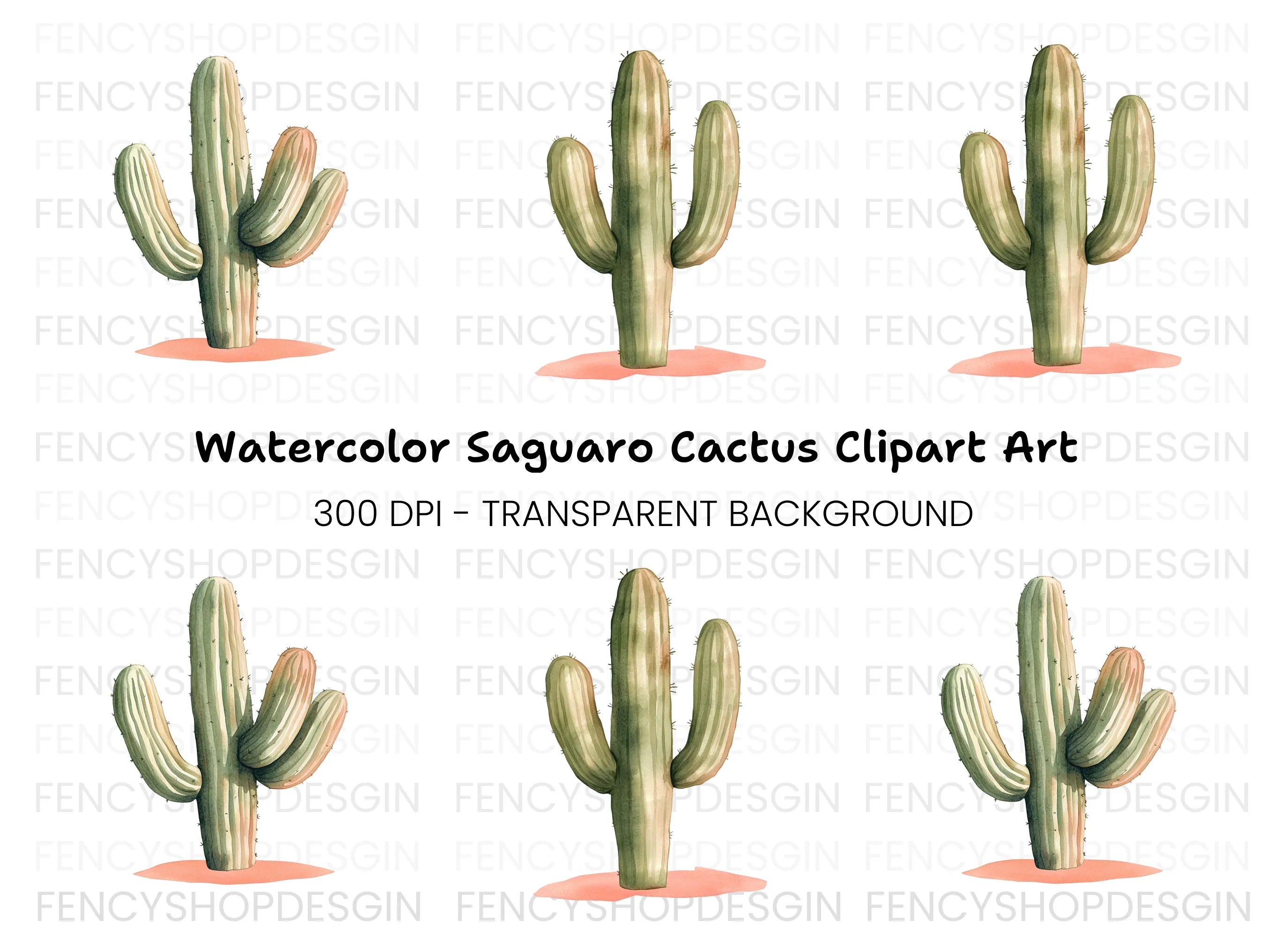 Saguaro Cactus Clipart Bundle