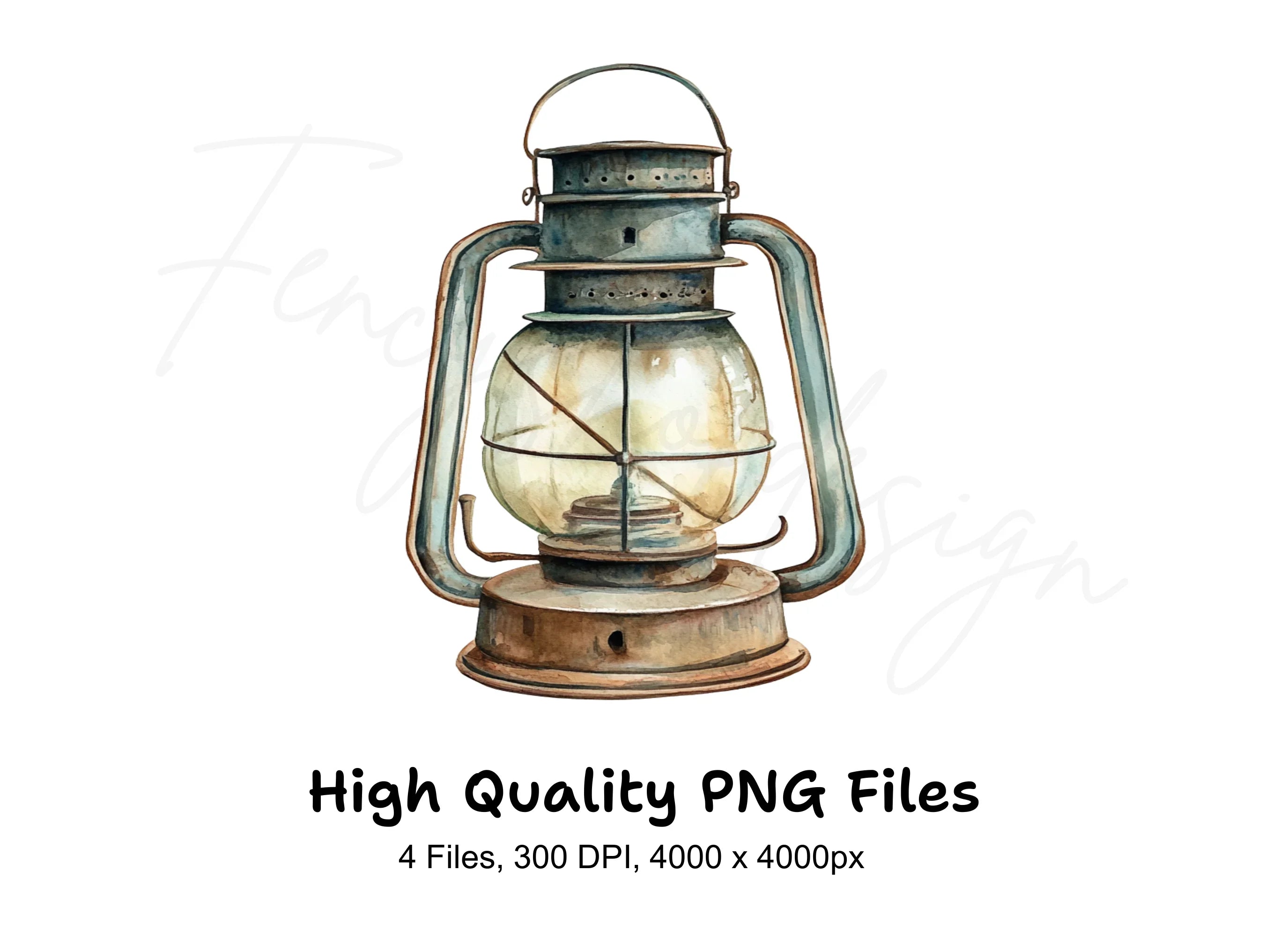 Rustic Kerosene Lanterns Clipart Bundle