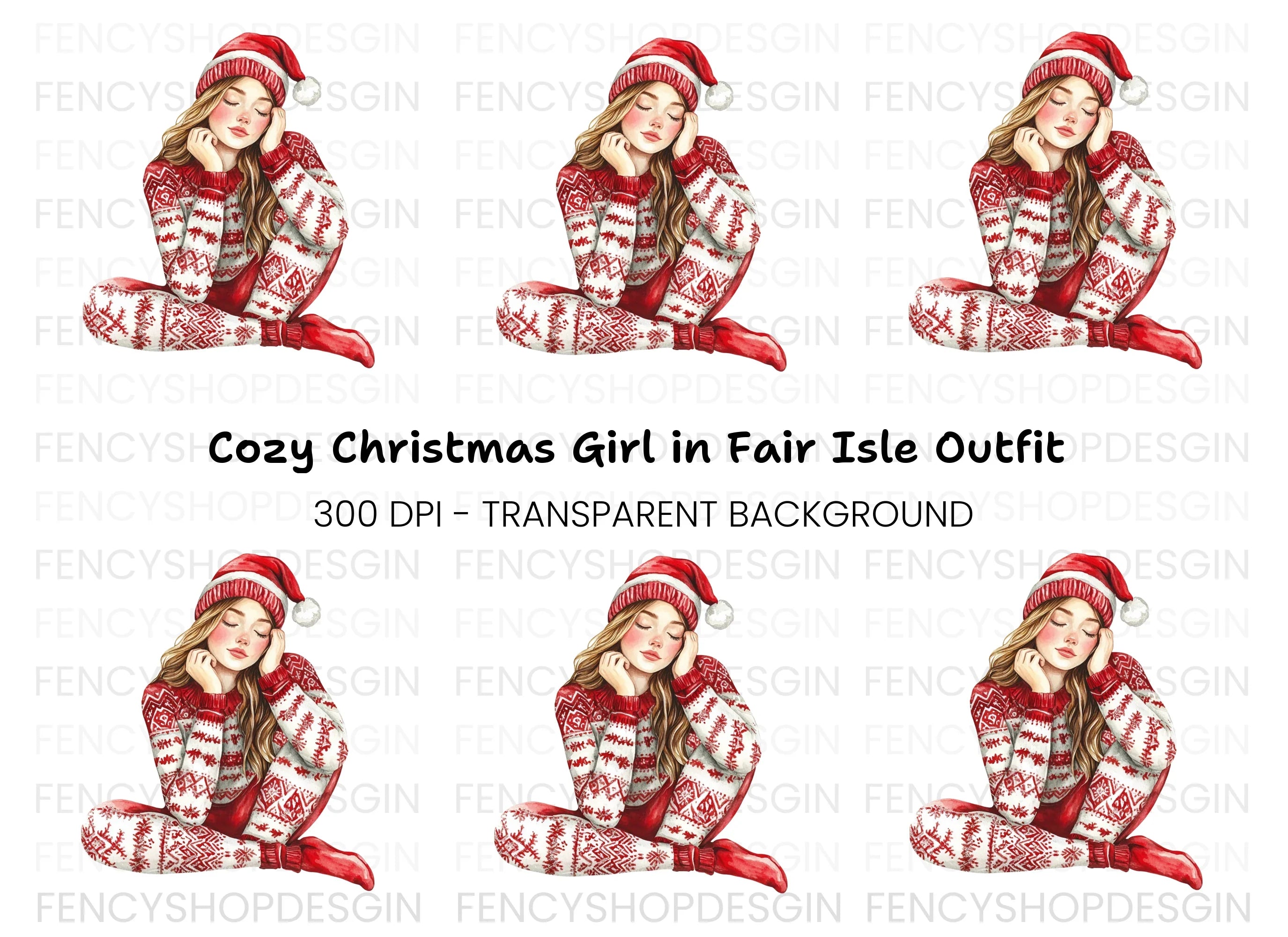 Cozy Christmas Girl Clipart Bundle