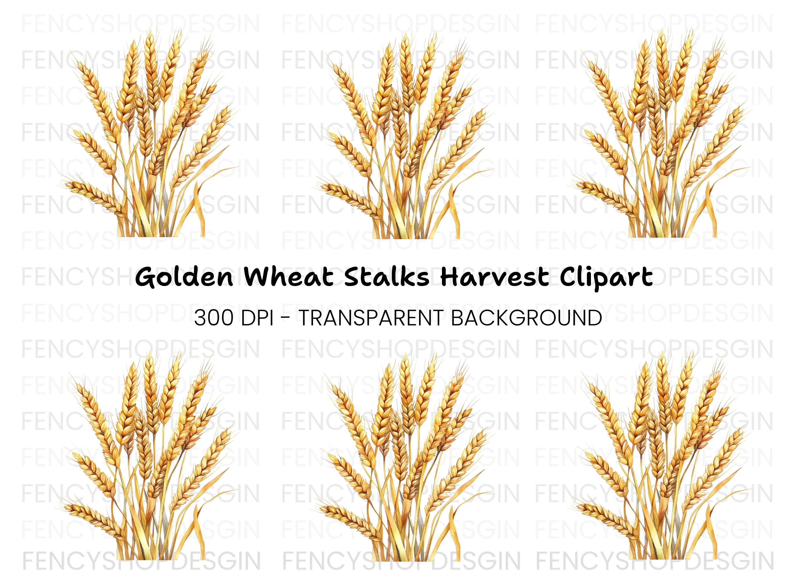 Golden Wheat Stalks Clipart Bundle