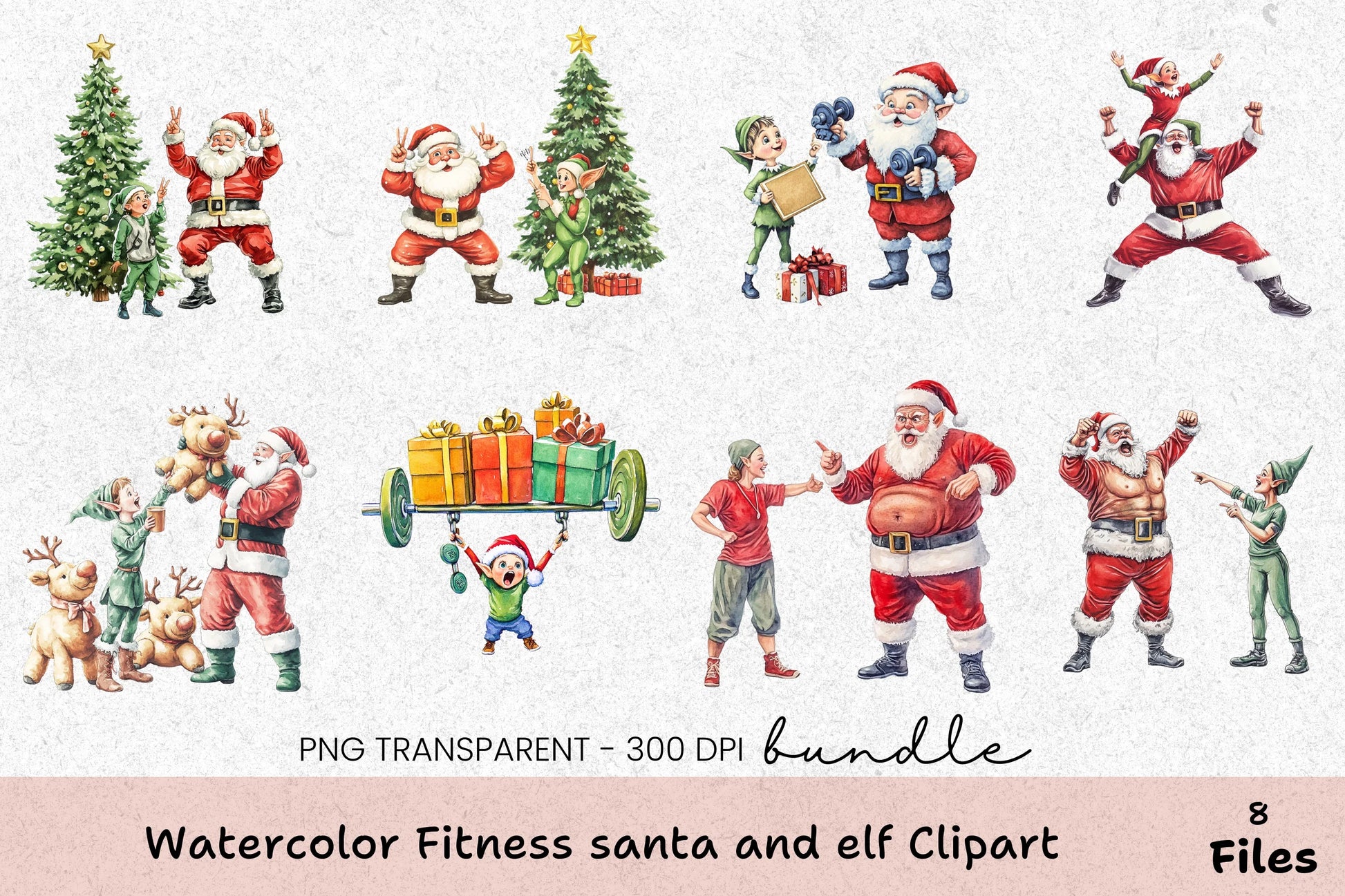 Fitness Santa and Elf Clipart Bundle - CraftNest - Digital Crafting and Art