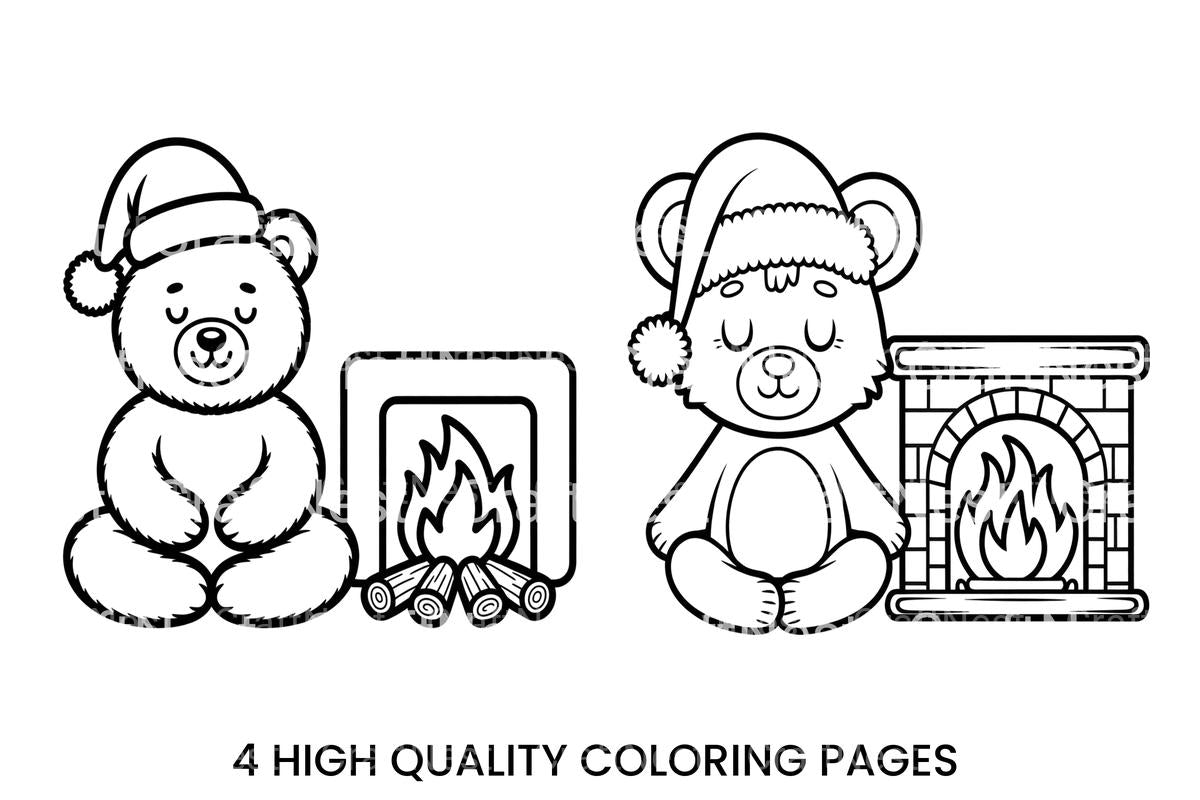 Christmas Bears by Fireplace Coloring Books