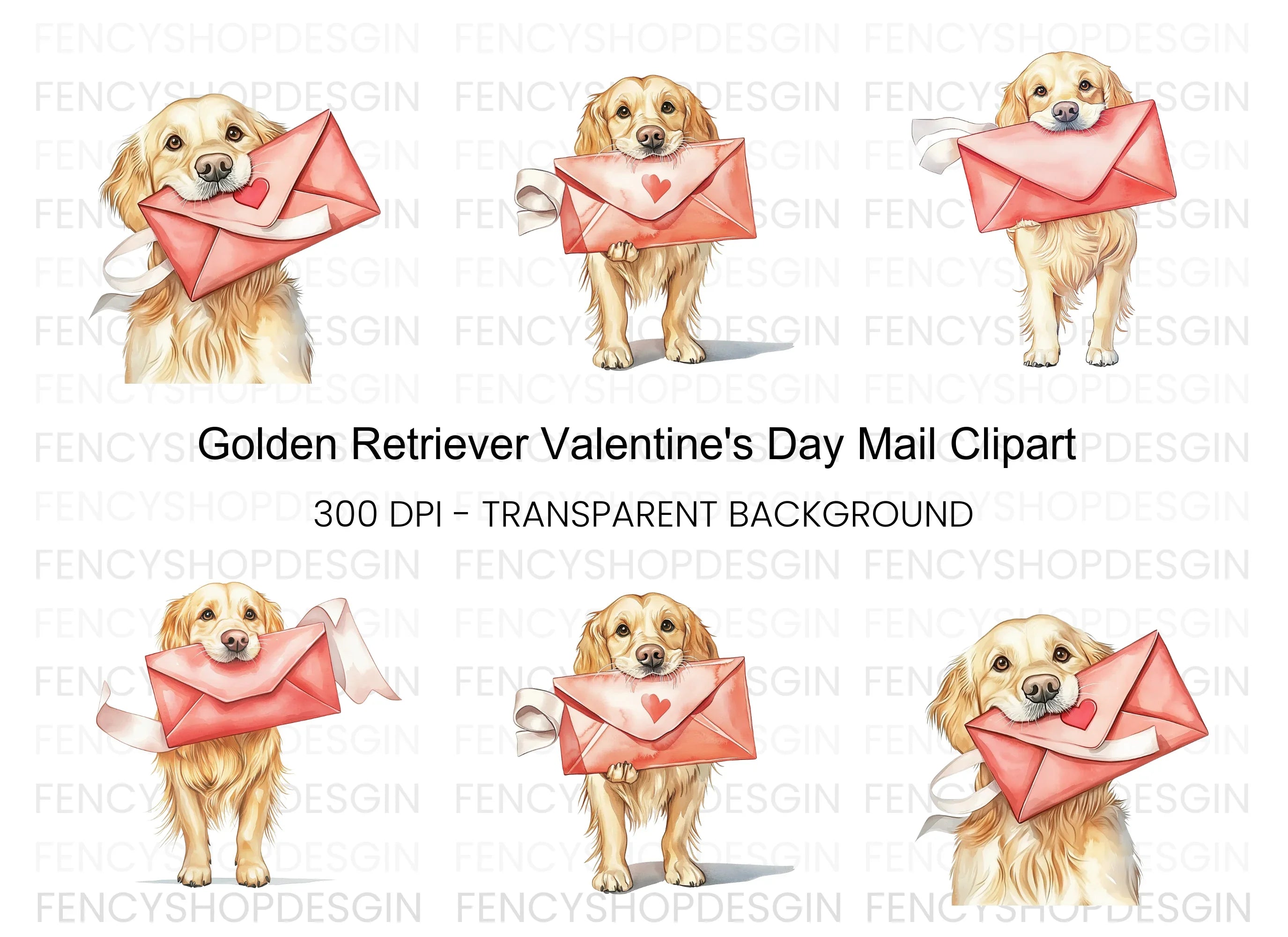 Golden Retrievers Love Letters Clipart Bundle