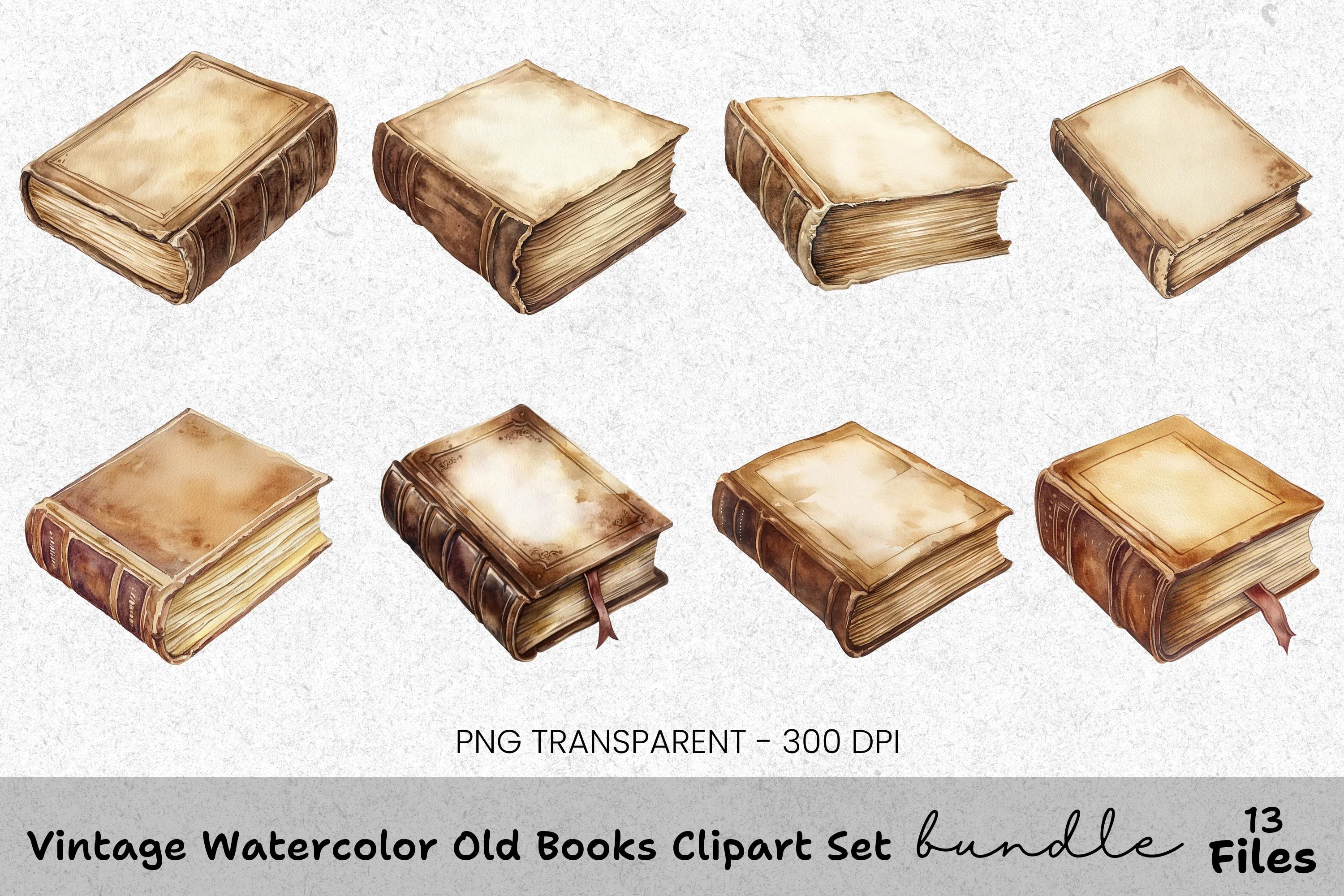 Vintage Old Books Clipart Bundle
