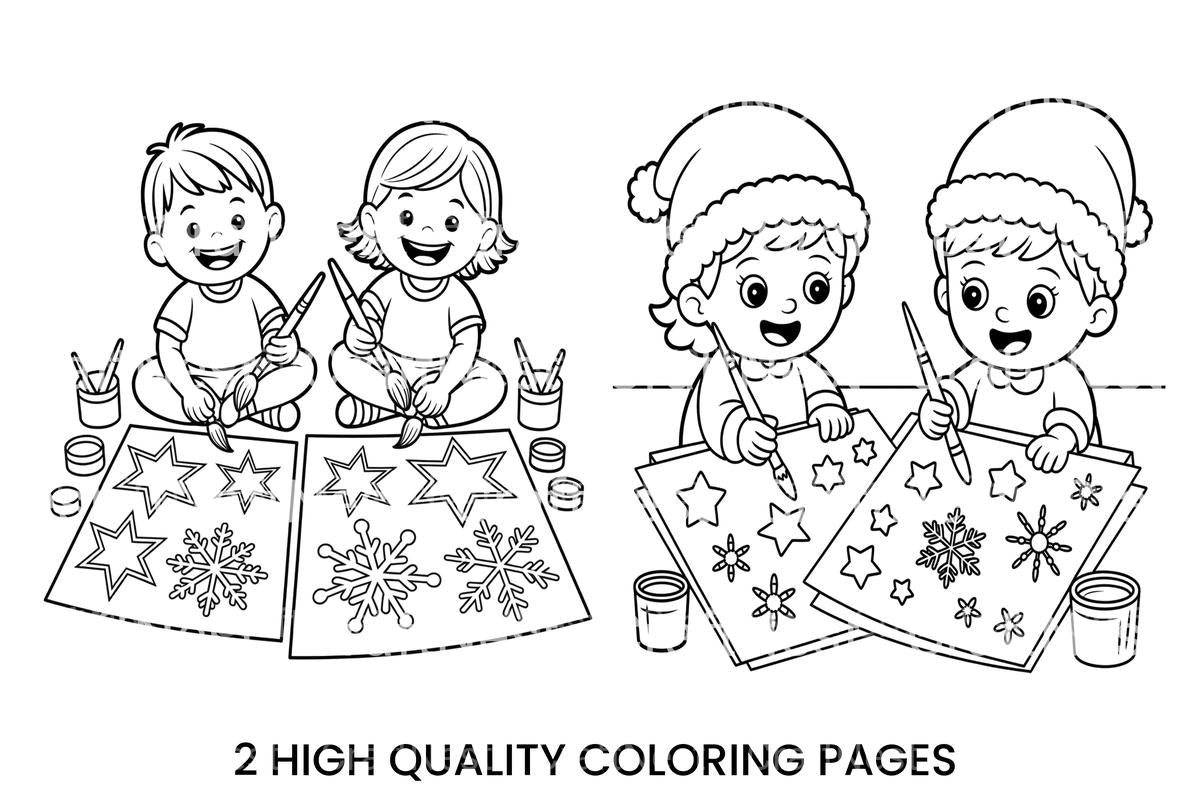 Kids Painting Christmas Decorations Coloring Books