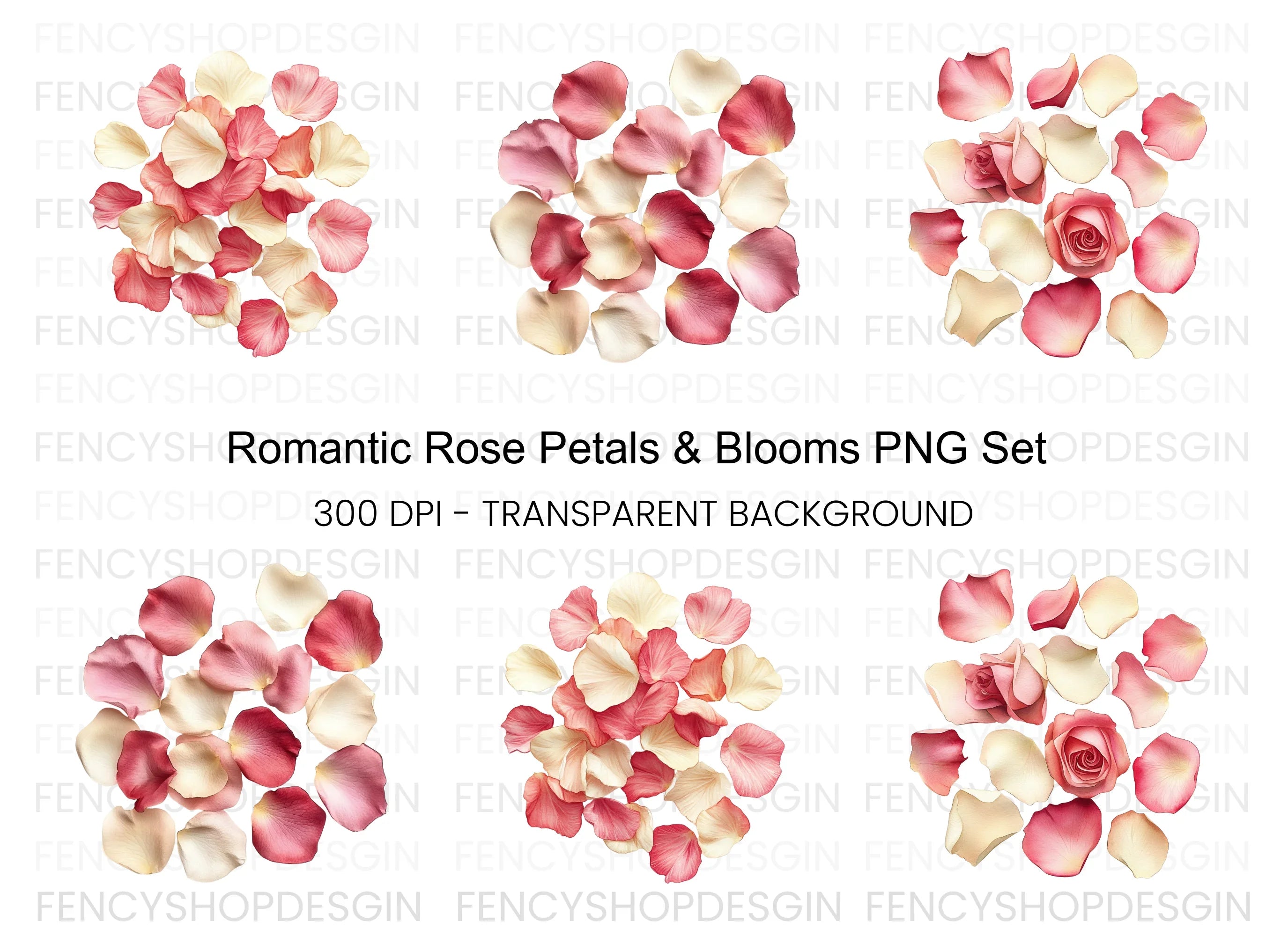 Elegant Rose Petals Clipart Bundle